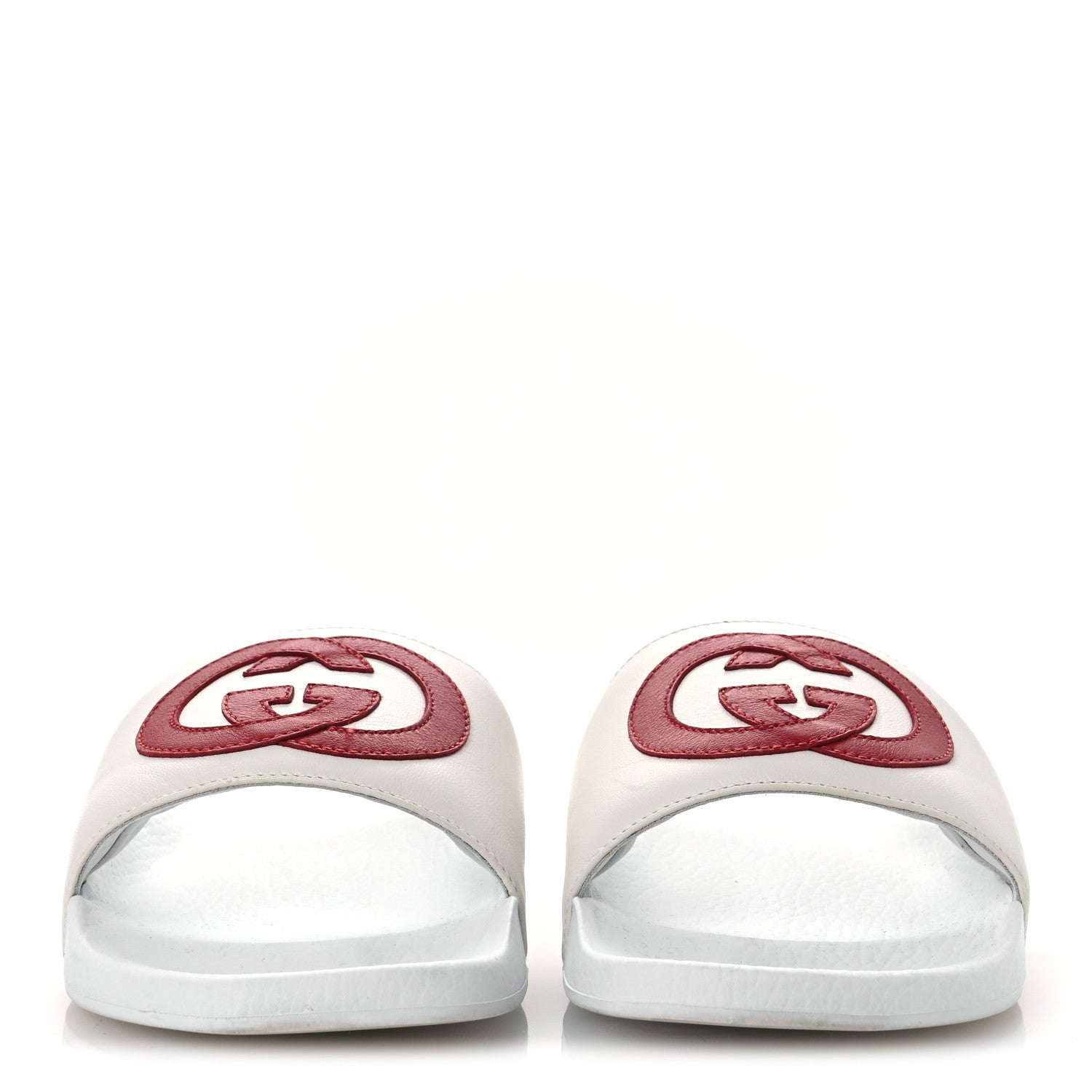 Nappa Miro Soft Calfskin Interlocking G Mens Slide Sandals 6 White Hibiscus Red