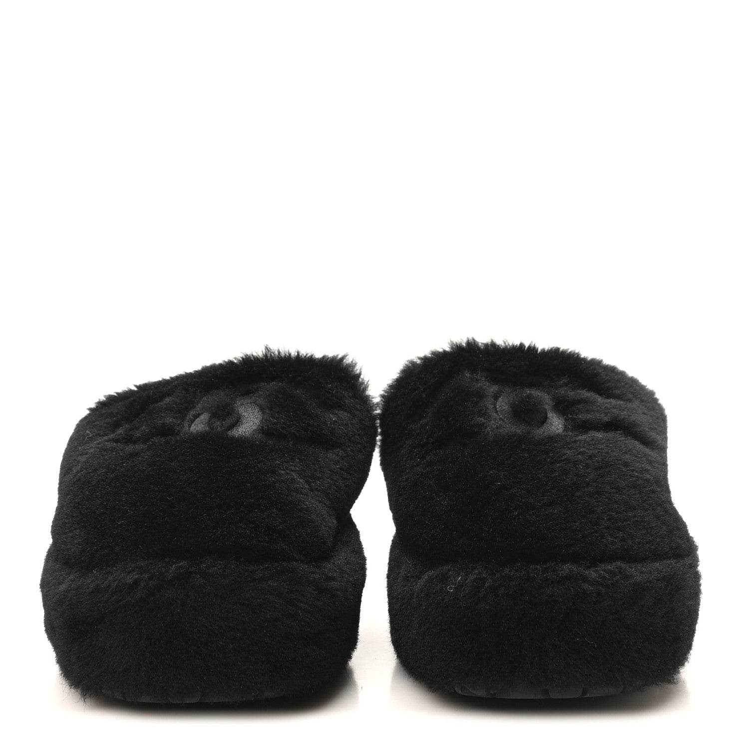 Shearling CC Flat Mules 36 Black