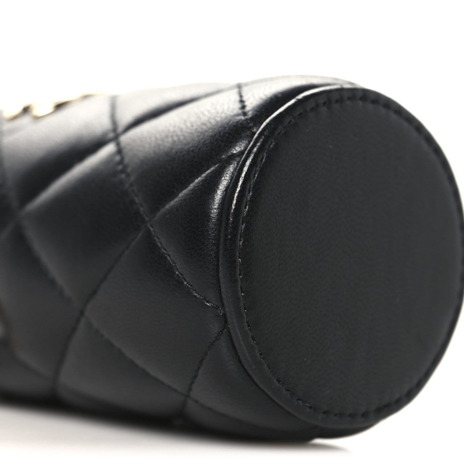 Lambskin Quilted Mini Bucket Bag With Chain Black