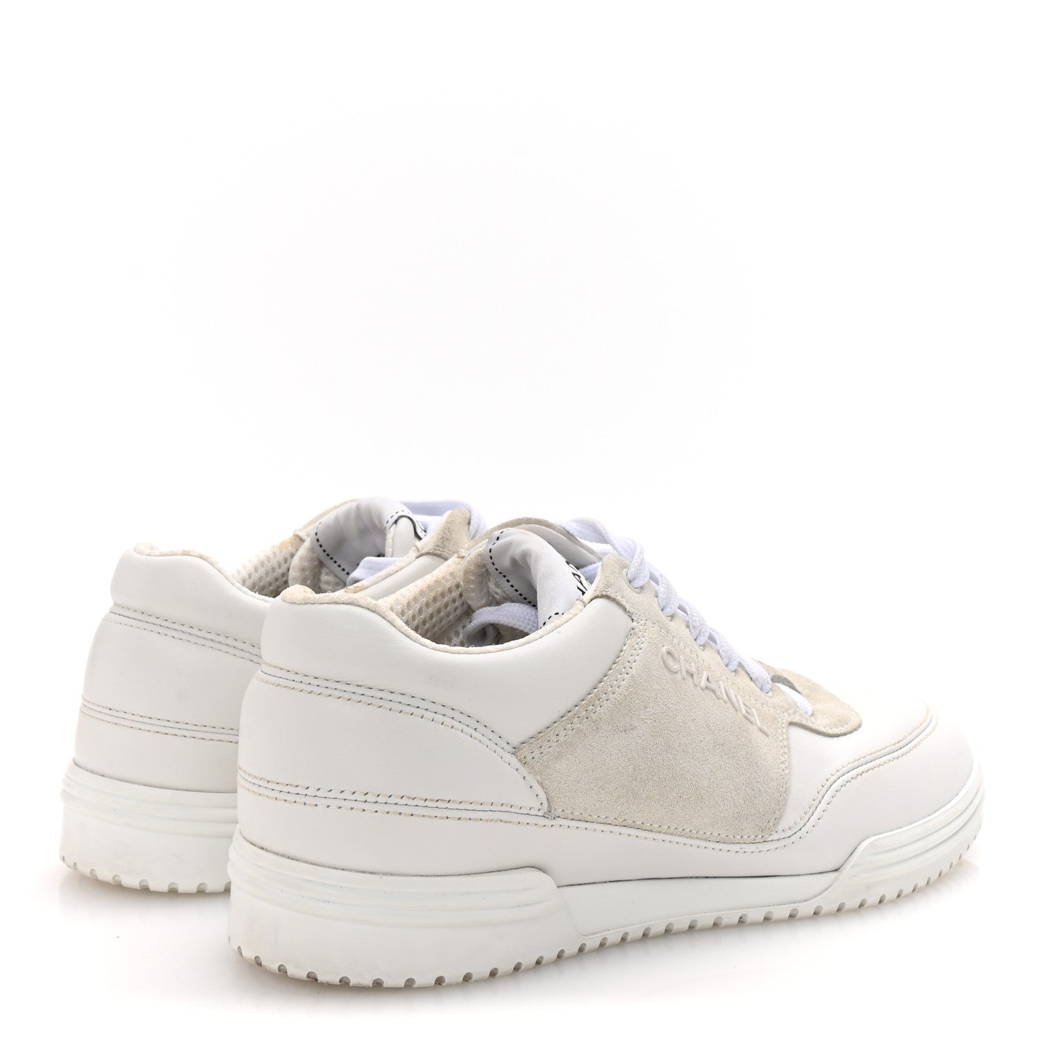 Calfskin Suede Coco Mark Logo Womens Sneakers 35.5 White