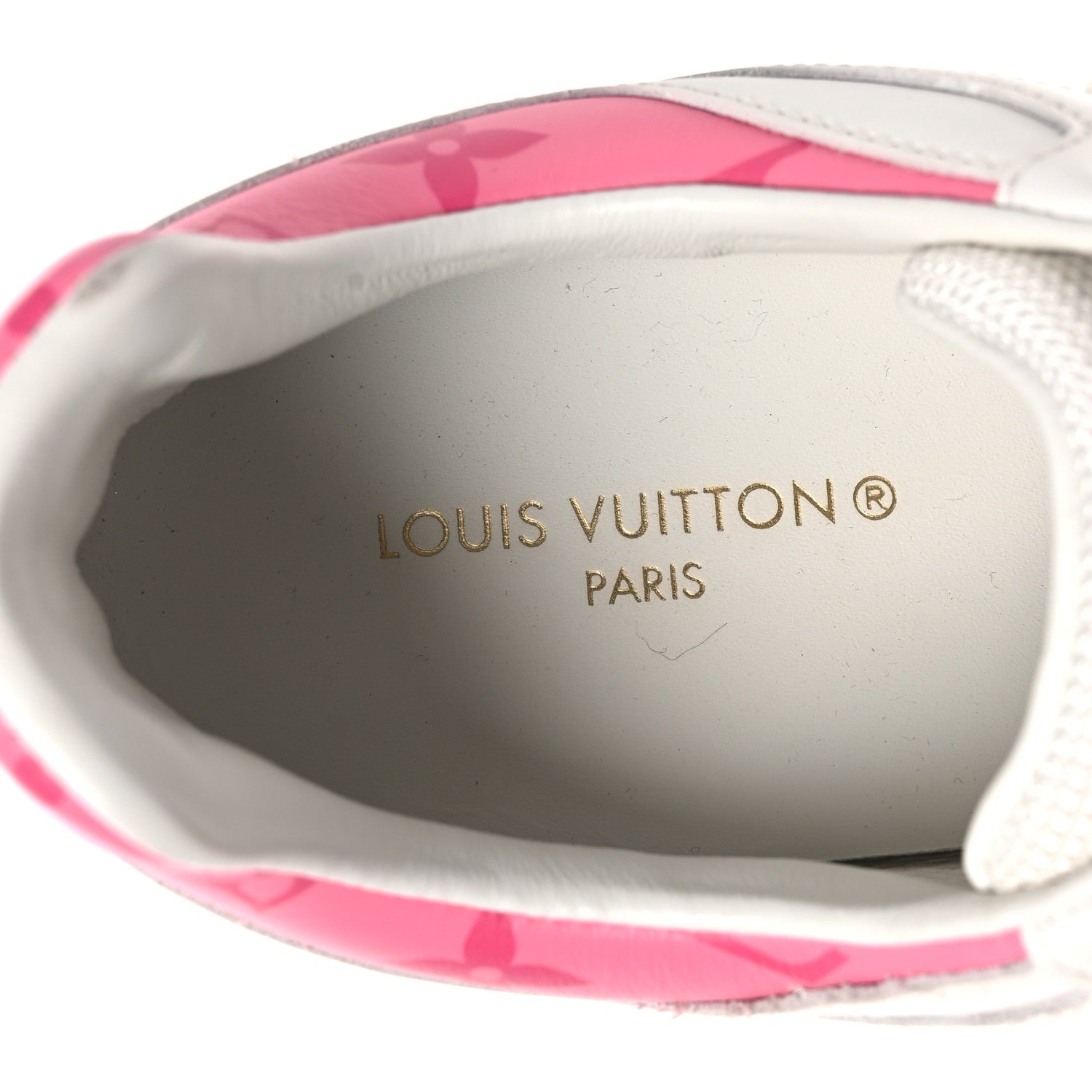 Calfskin Monogram Run Away Sneakers 38.5 White Pink