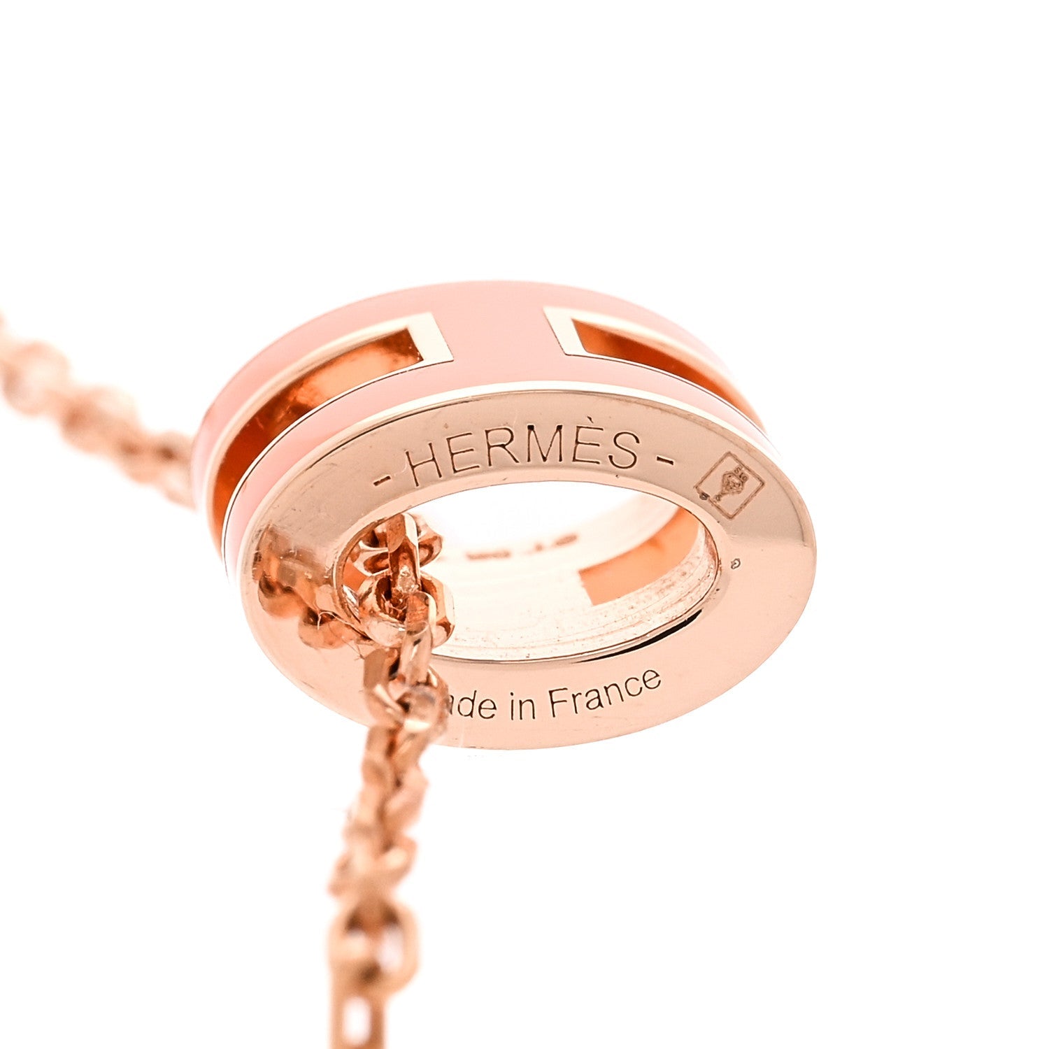 Lacquered Rose Gold Mini Pop H Pendant Necklace Orange