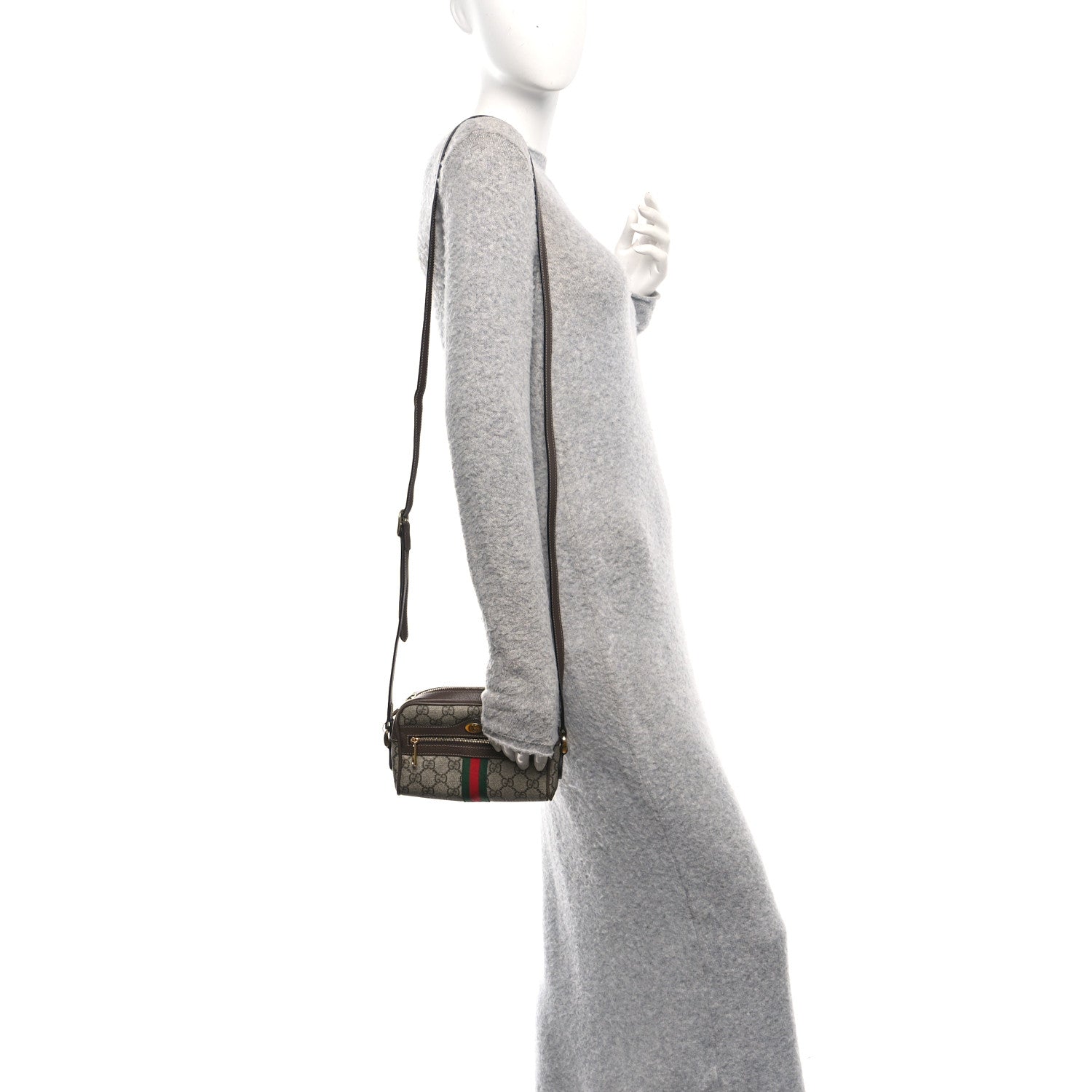 GG Supreme Monogram Web Mini Ophidia Shoulder Bag Brown