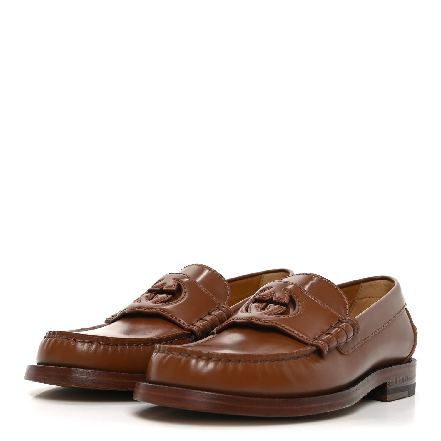 Millennial Ribot Cut Out Interlocking G Loafers 35 Cuir
