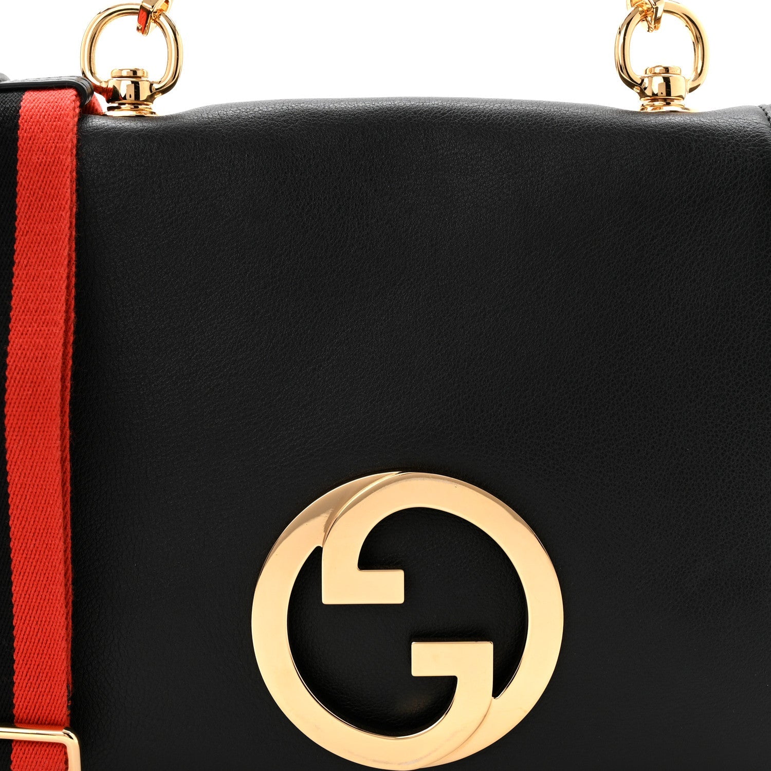 Roxy Calfskin Web Medium Studded Blondie Shoulder Flap Bag Black
