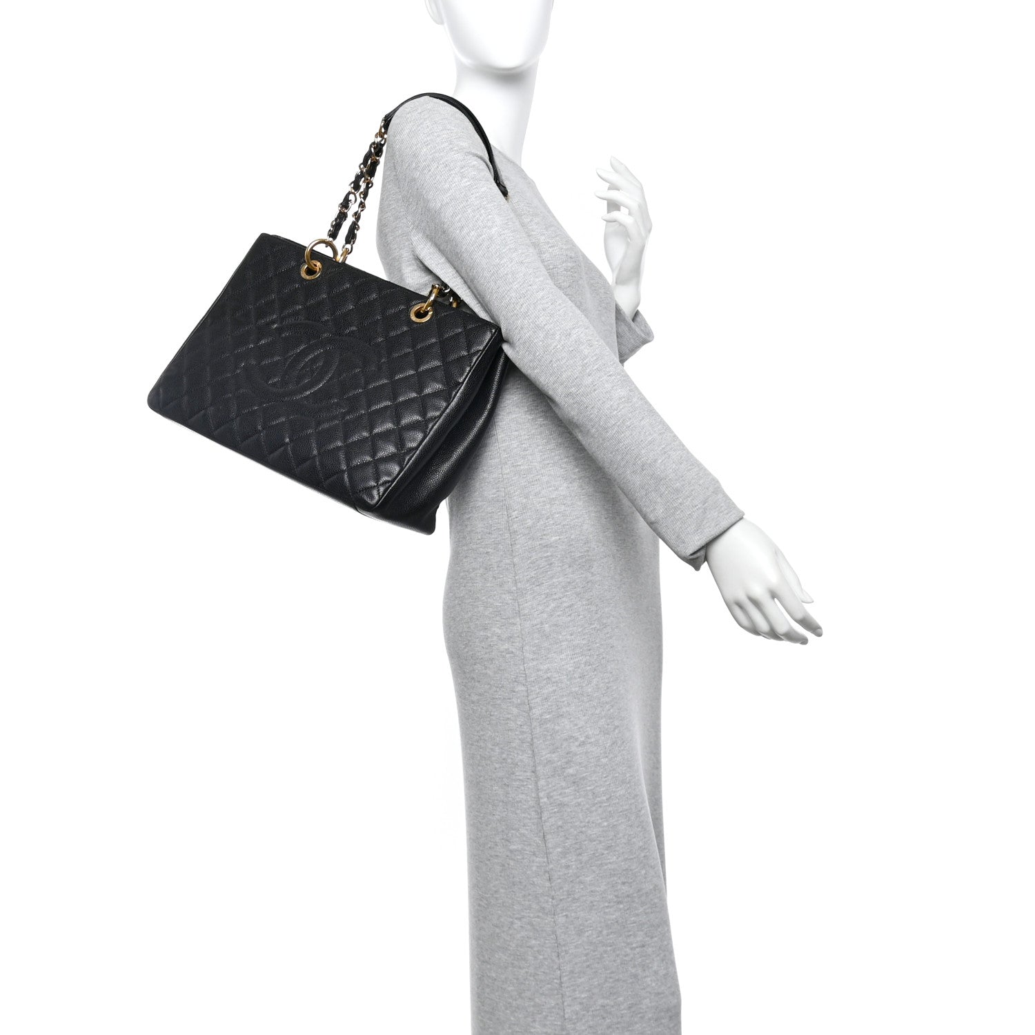 Caviar Quilted Grand Shopping Tote GST Black