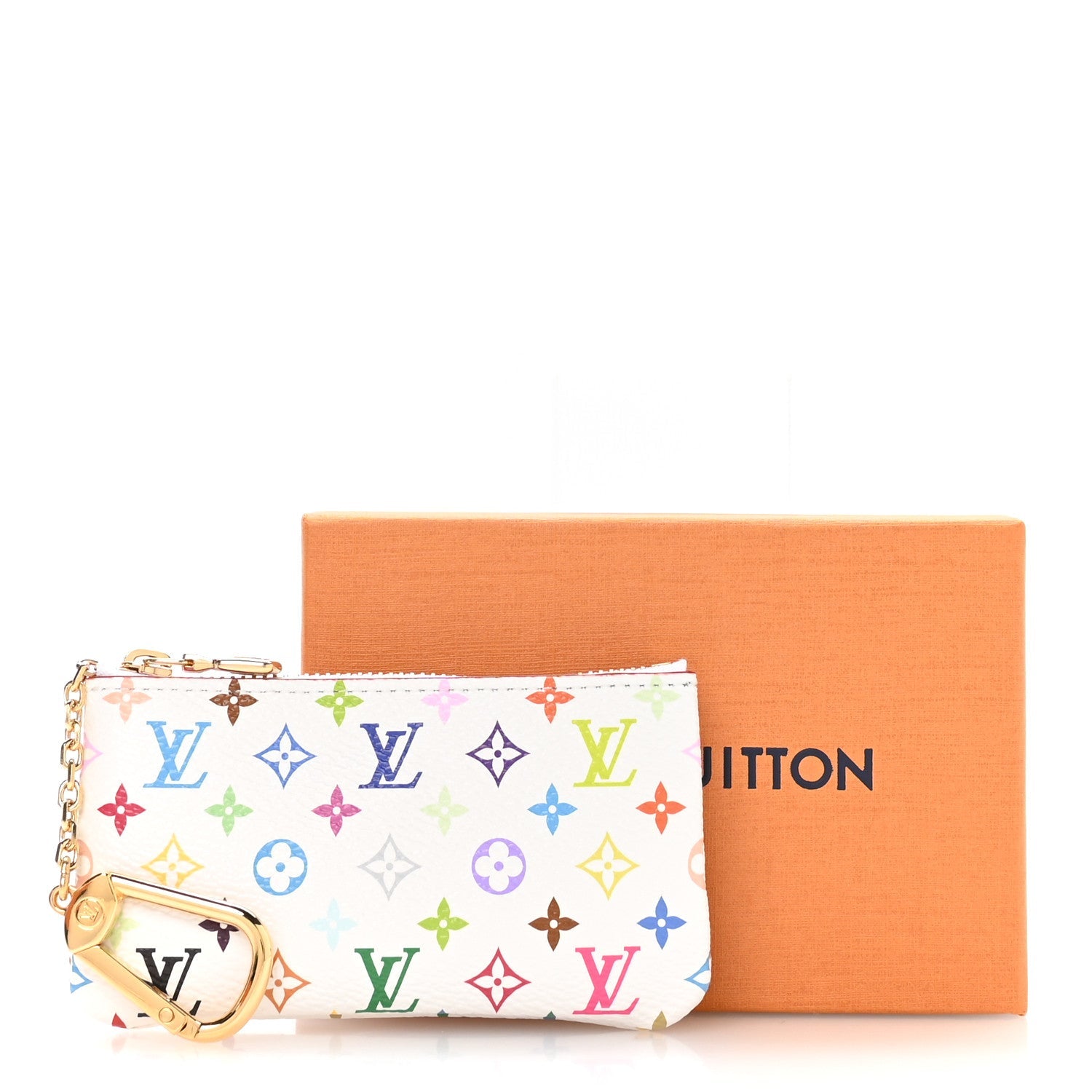 LV X TM Monogram Multicolor Key Pouch White