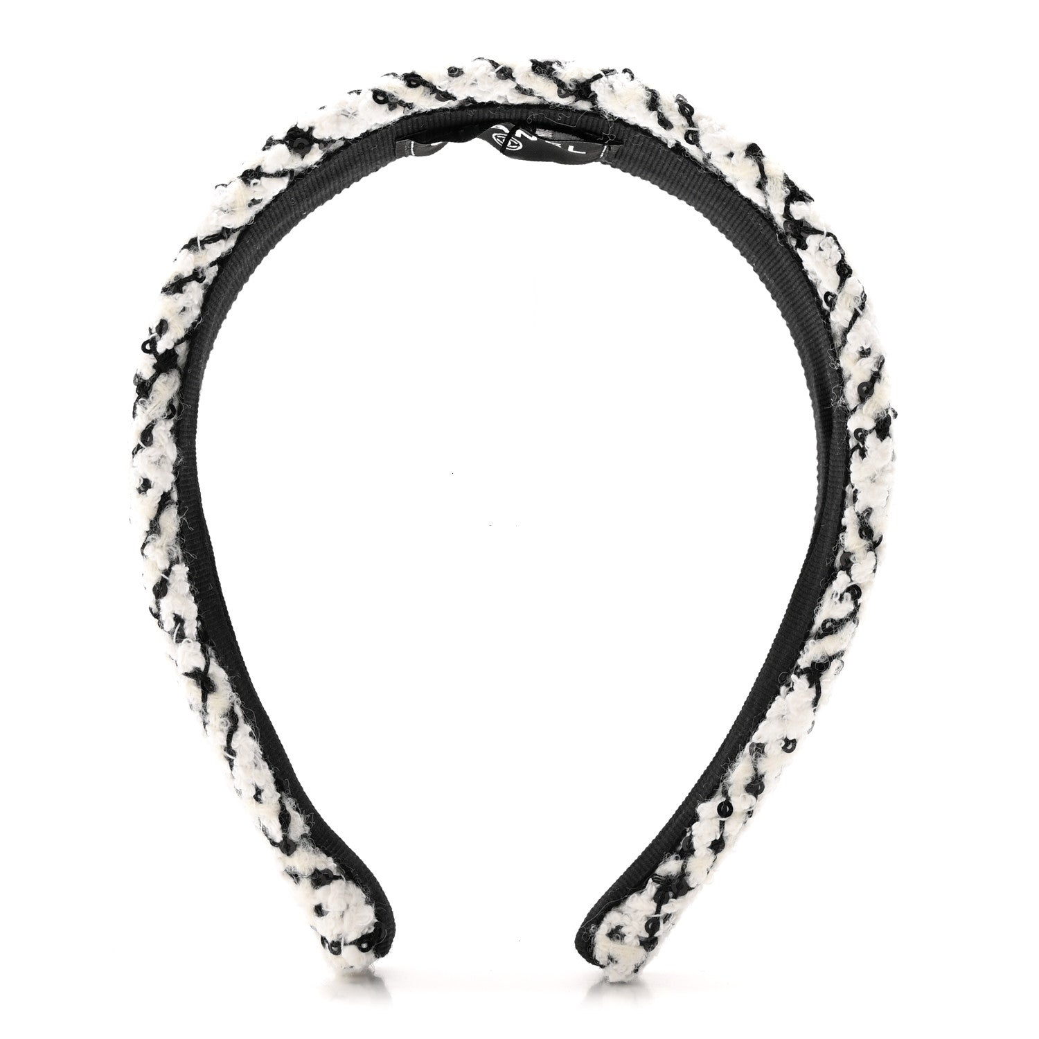 Tweed Sequin Headband White Black
