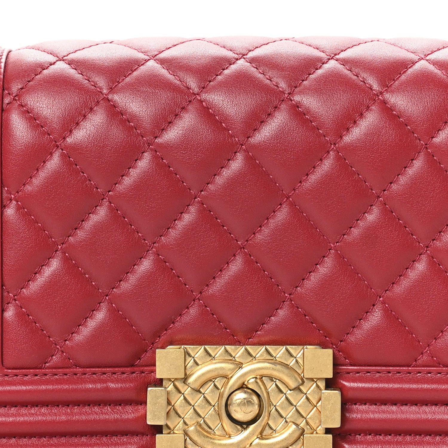 Calfskin Quilted Small Boy Logo Top Handle Flap Red