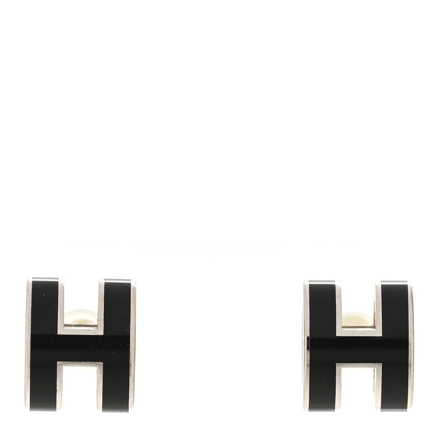 Palladium Lacquered Mini Pop H Earrings Black
