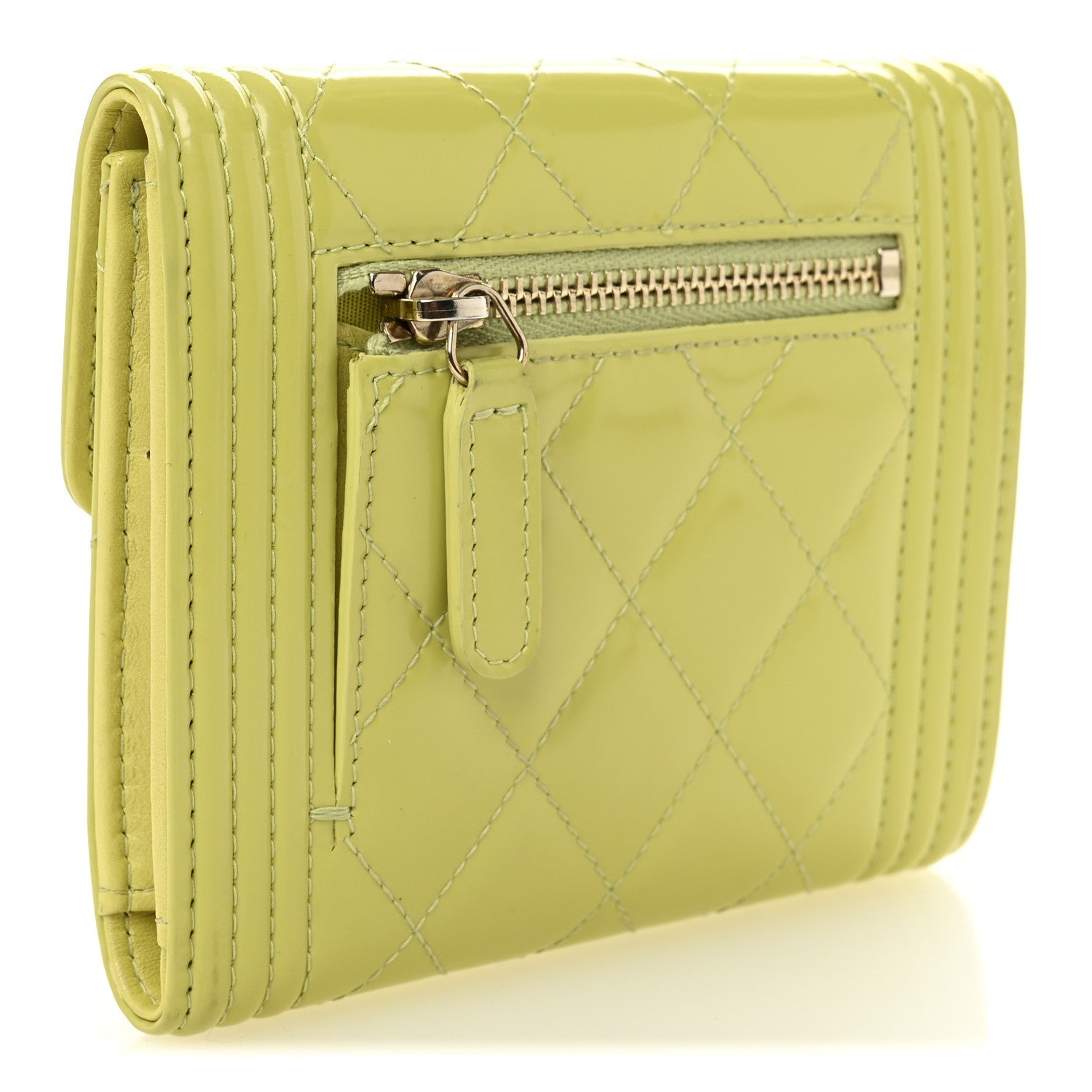 Patent Quilted Compact Boy Wallet Yellow