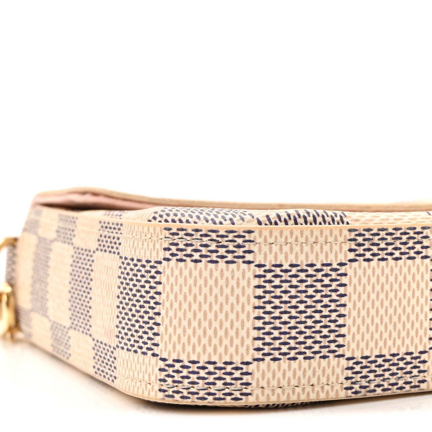Damier Azur Pochette Felicie Chain Wallet Rose Ballerine