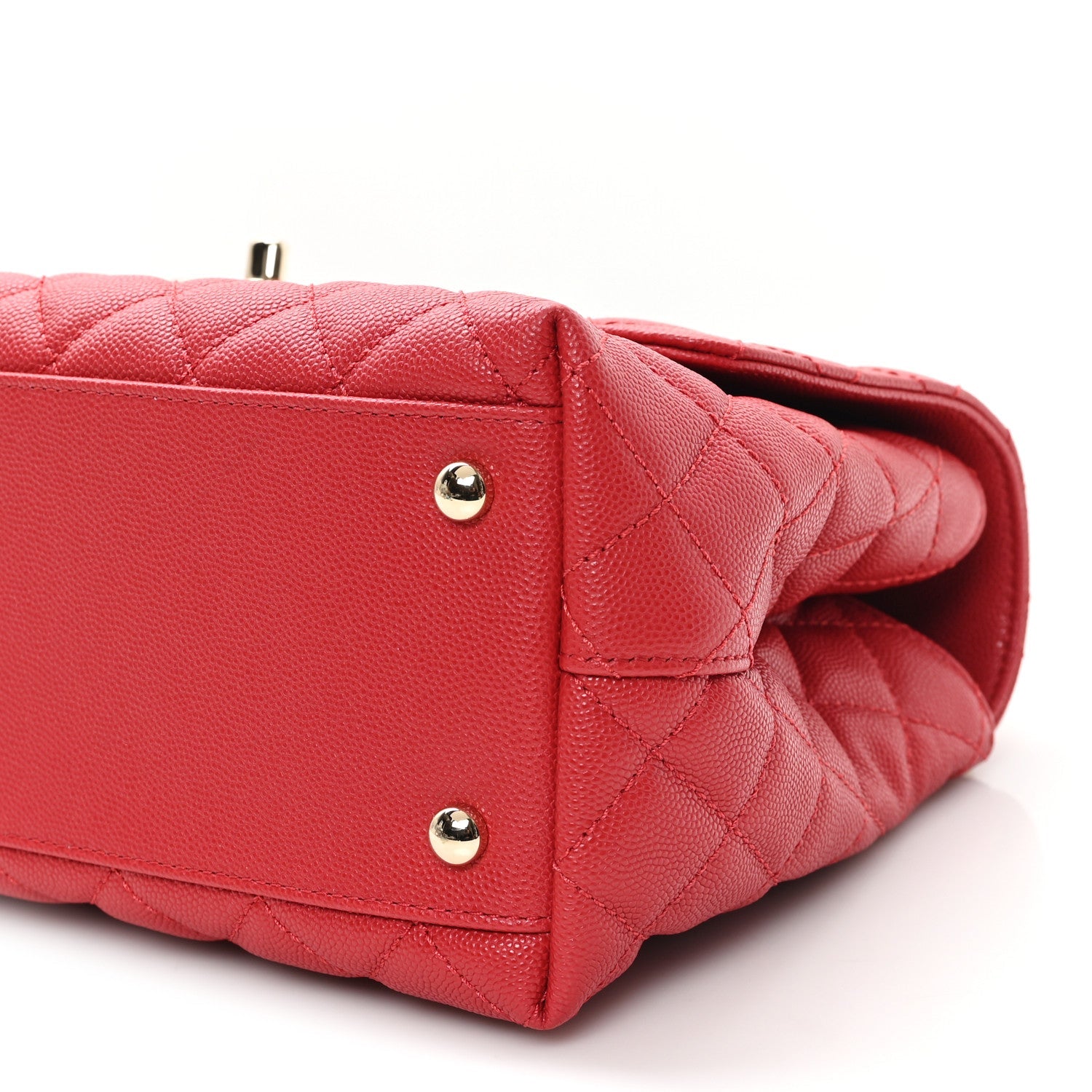 Caviar Quilted Lizard Embossed Small Coco Handle Flap Red