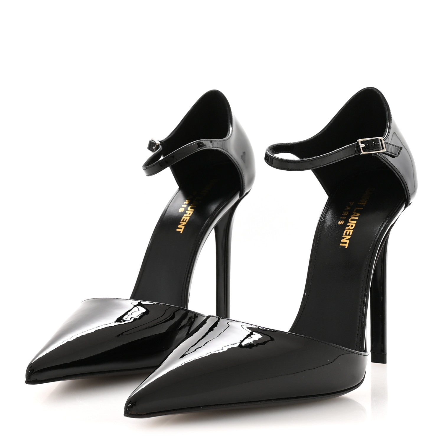 Vernice Grupy Avenue 110 Ankle Strap Pointed Pumps 38.5 Black