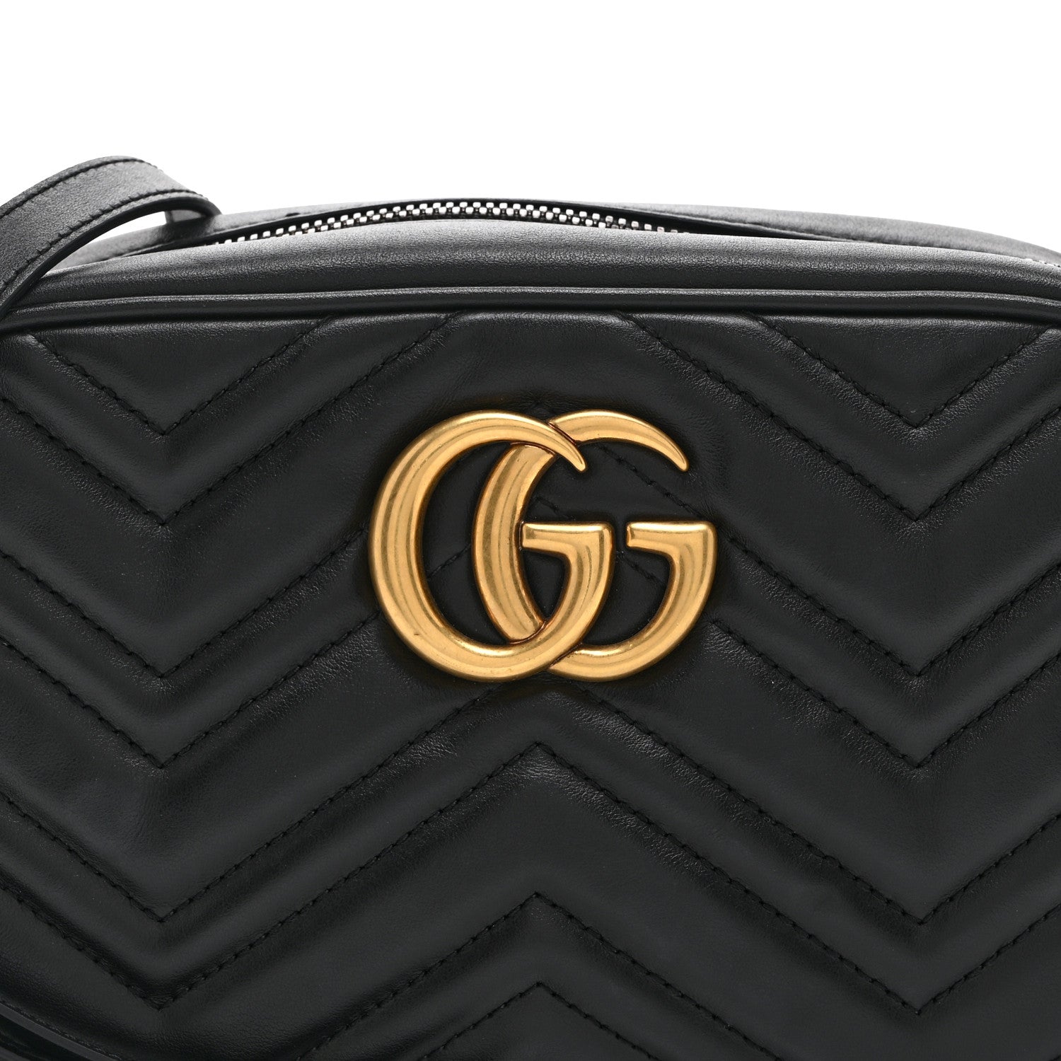 Calfskin Matelasse Small GG Marmont Chain Shoulder Bag Black
