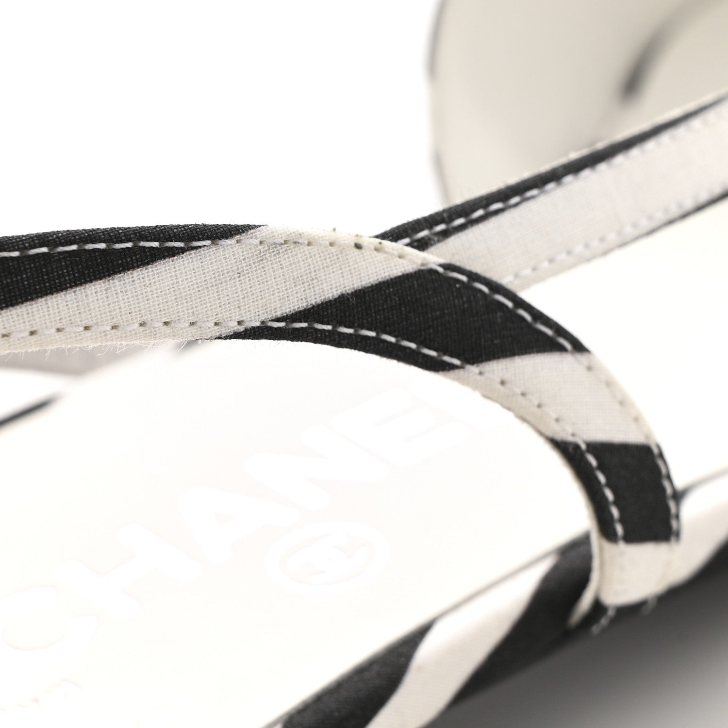 Fabric Grosgrain Cap Toe CC Slingback Flats 41 White Black