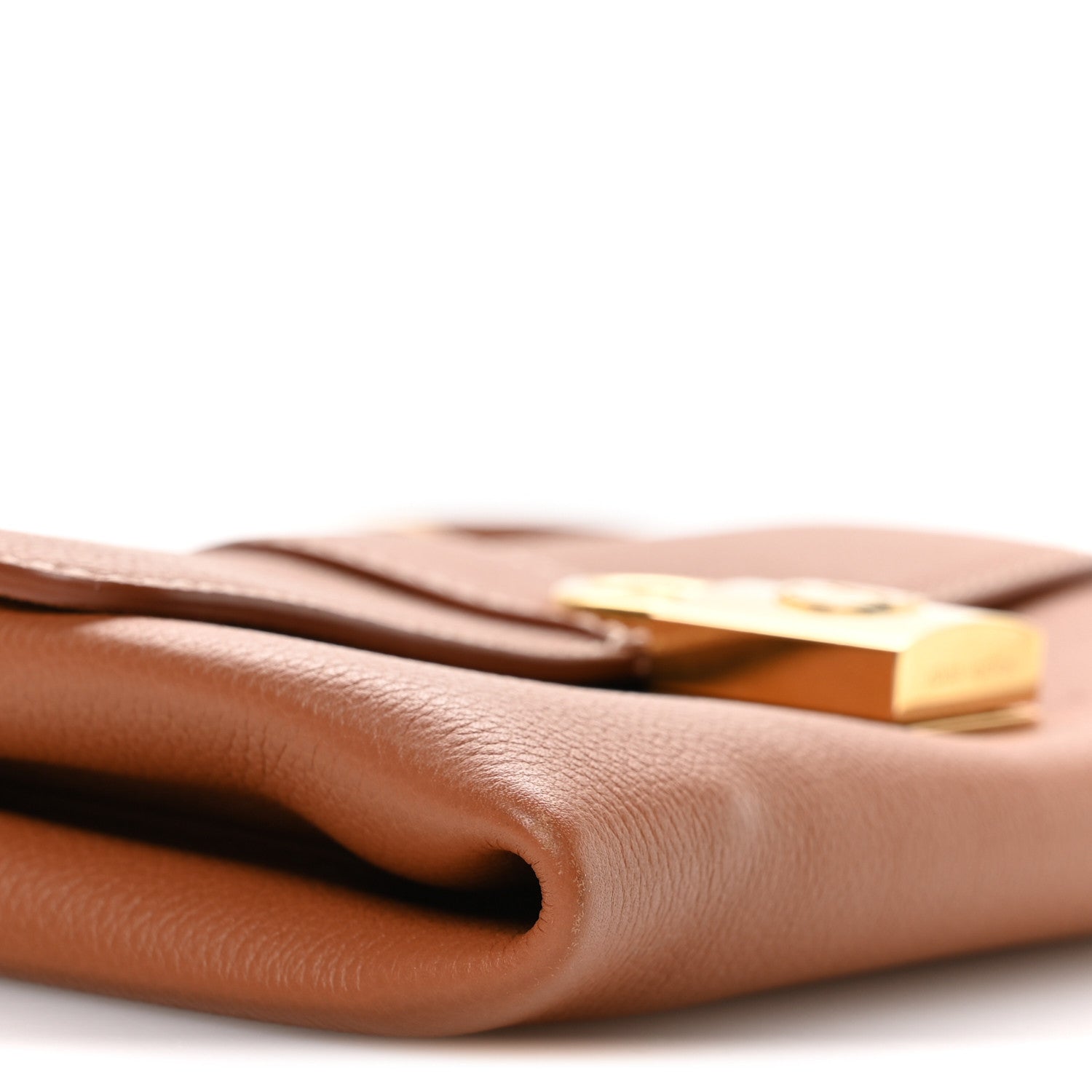 Grained Calfskin Low Key Wallet On Chain Cognac