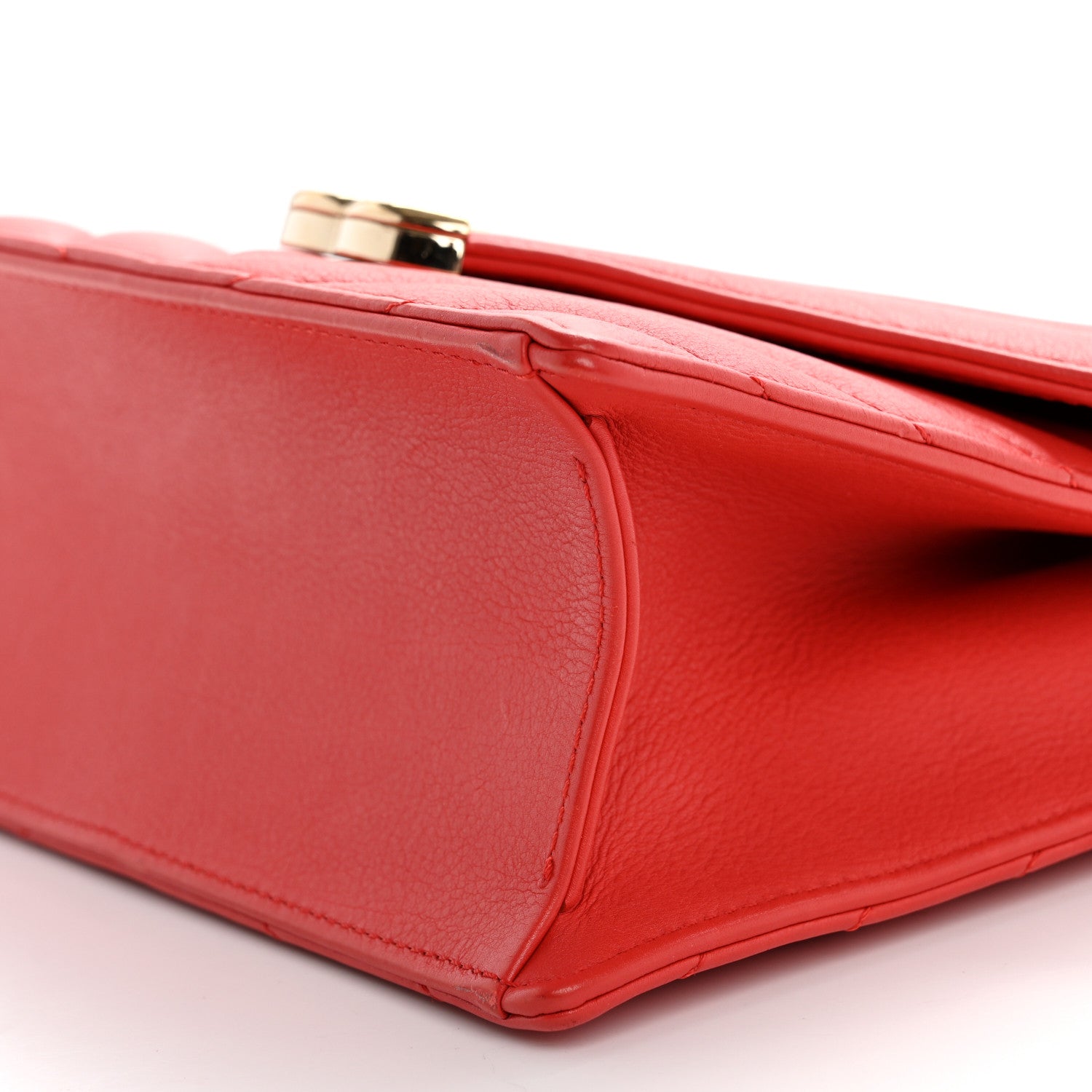 Calfskin Quilted Chevron Small Envelope Flap Red
