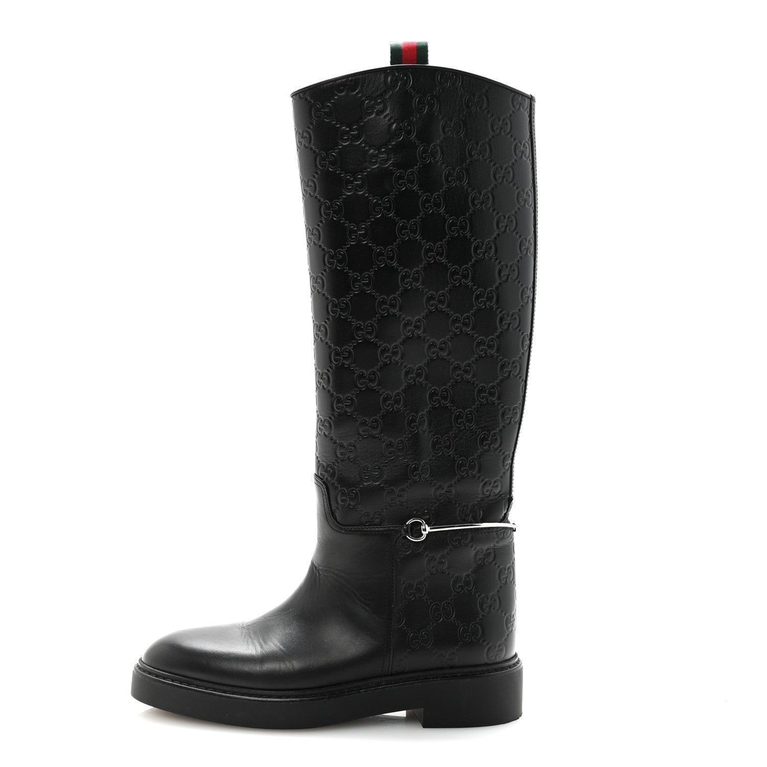 Guccissima Michelangelo Slim Horsebit Riding Boots 37 Black