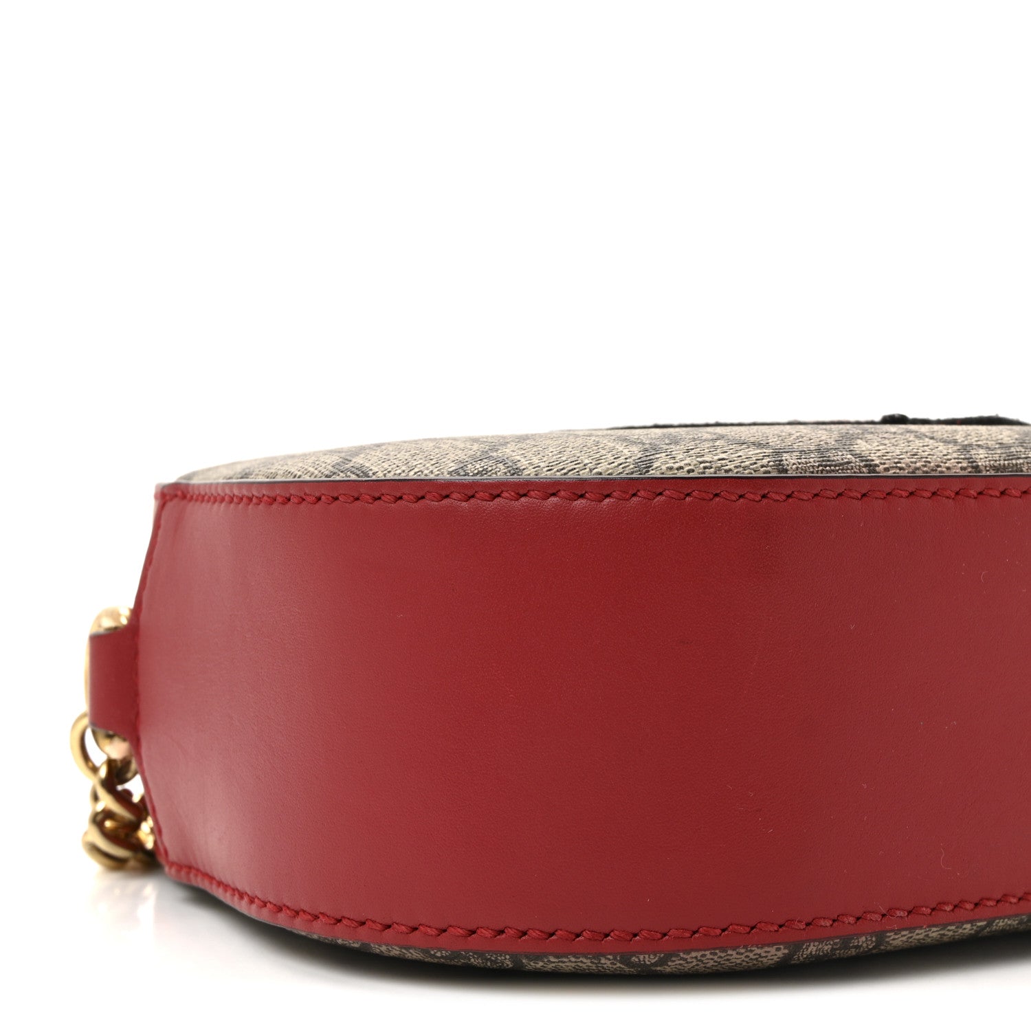 GG Supreme Monogram Kingsnake Heart Embroidered Mini Chain Shoulder Bag Beige Hibiscus Red