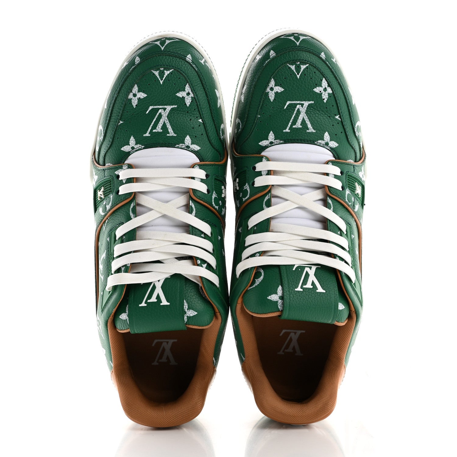 Calfskin Monogram Mens LV Trainer Sneakers 8 Green