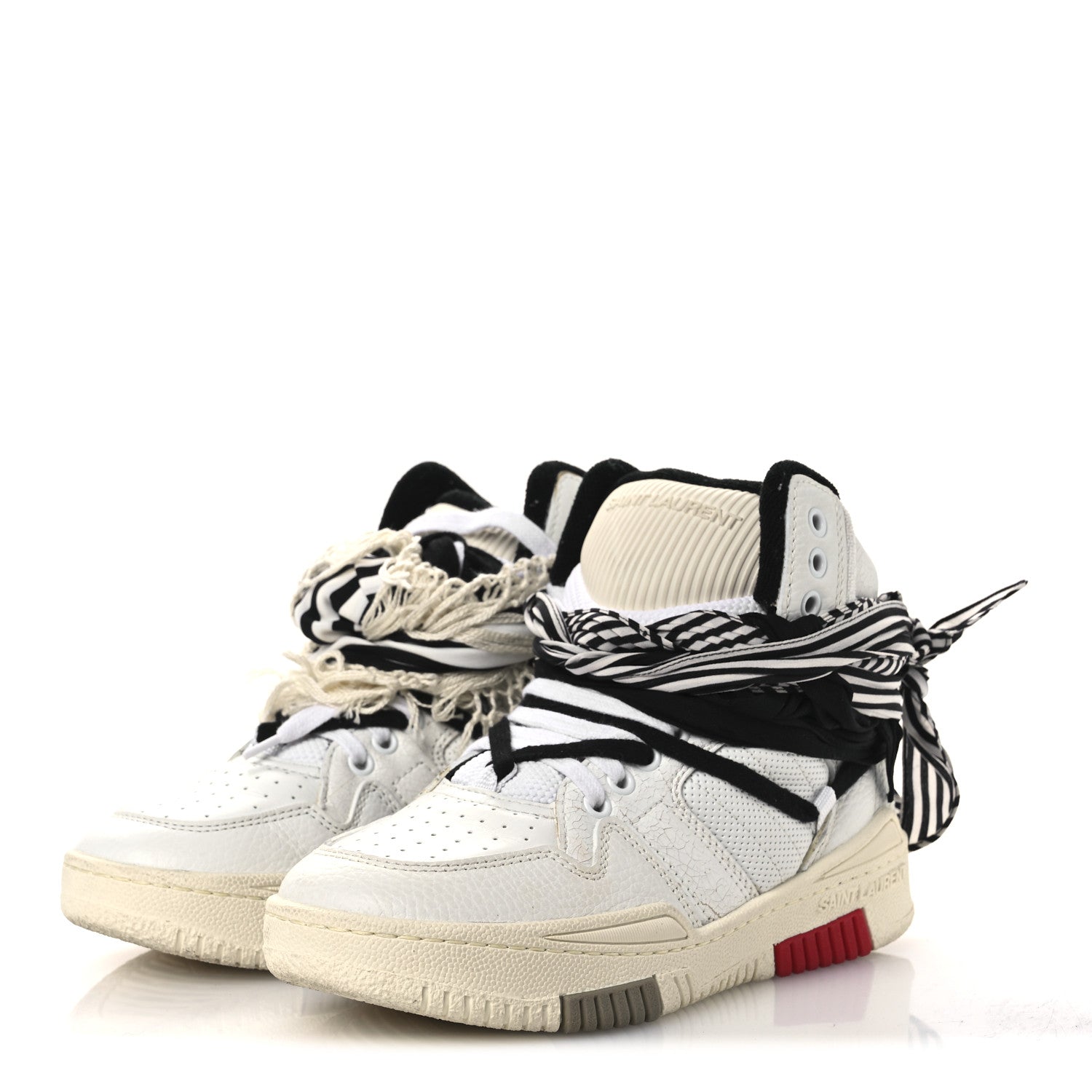 Calfskin Smith High Top Sneakers 36 White Black