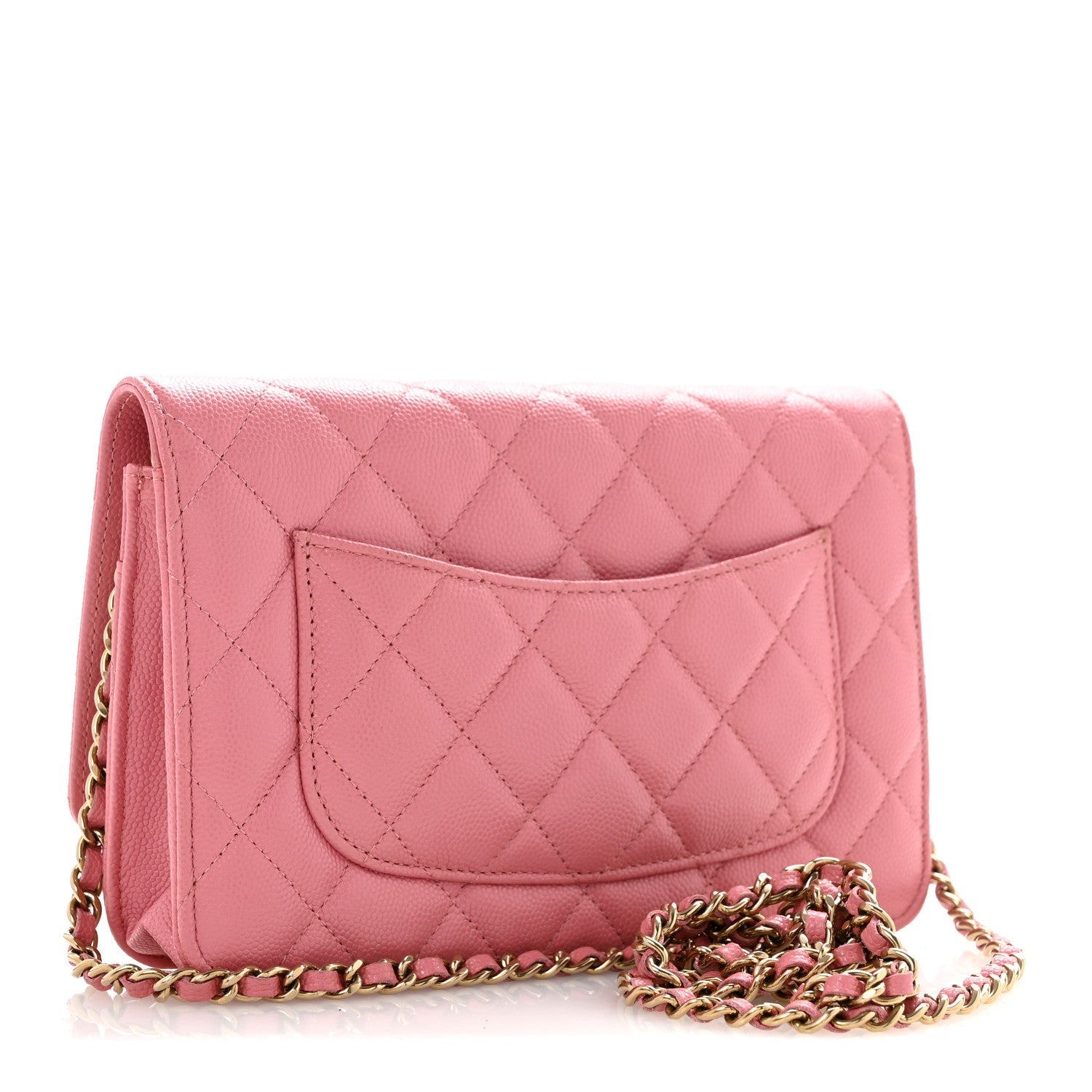 Caviar Quilted Wallet on Chain WOC Pink