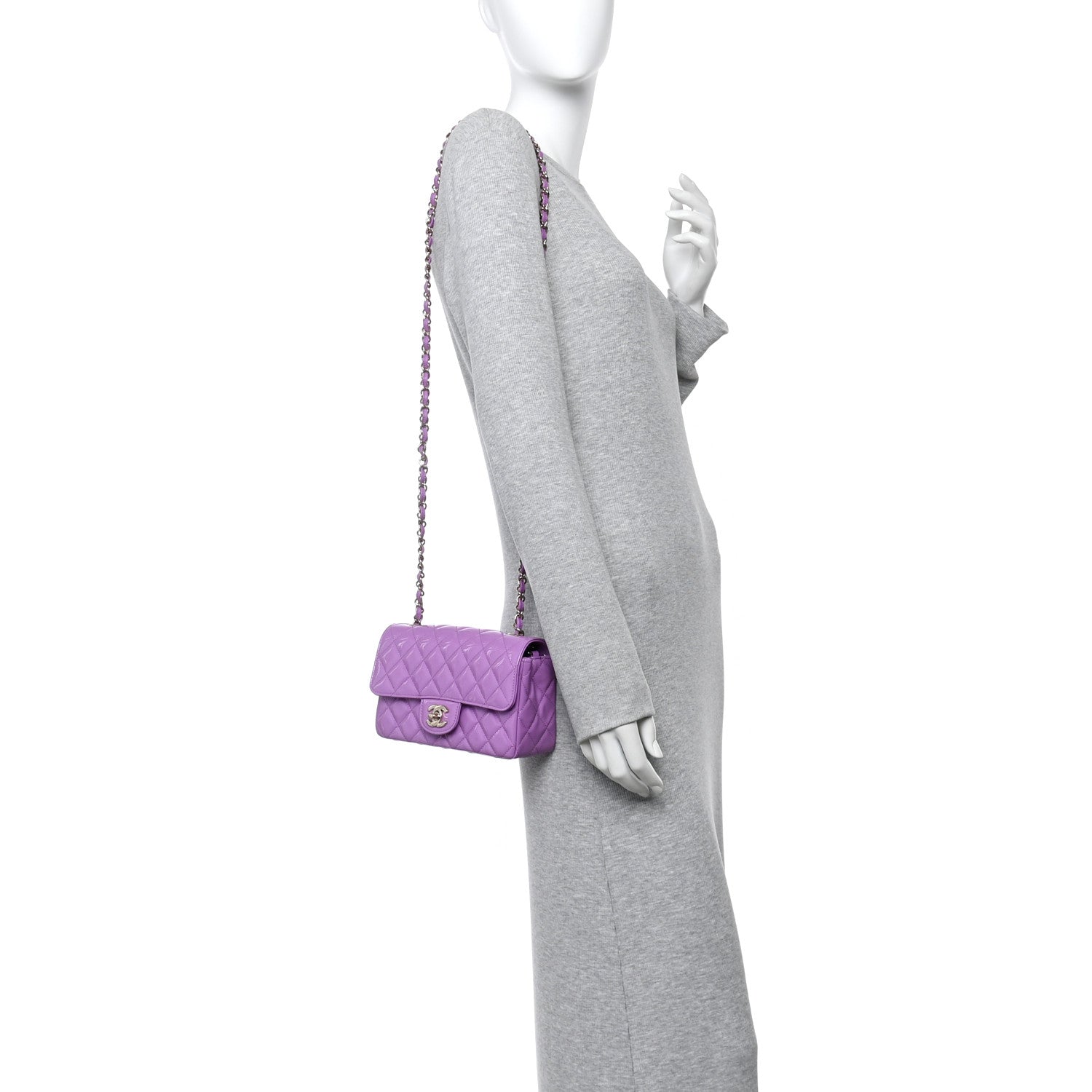 Patent Quilted Mini Rectangular Flap Purple