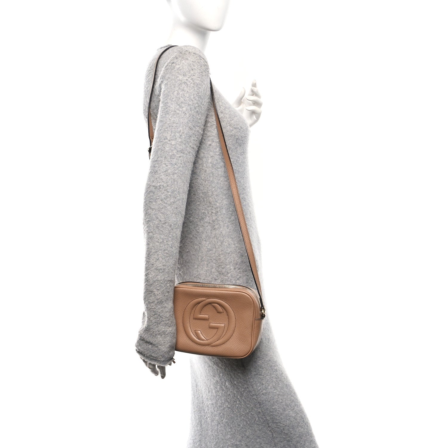 Pebbled Calfskin Small Soho Disco Bag Camelia