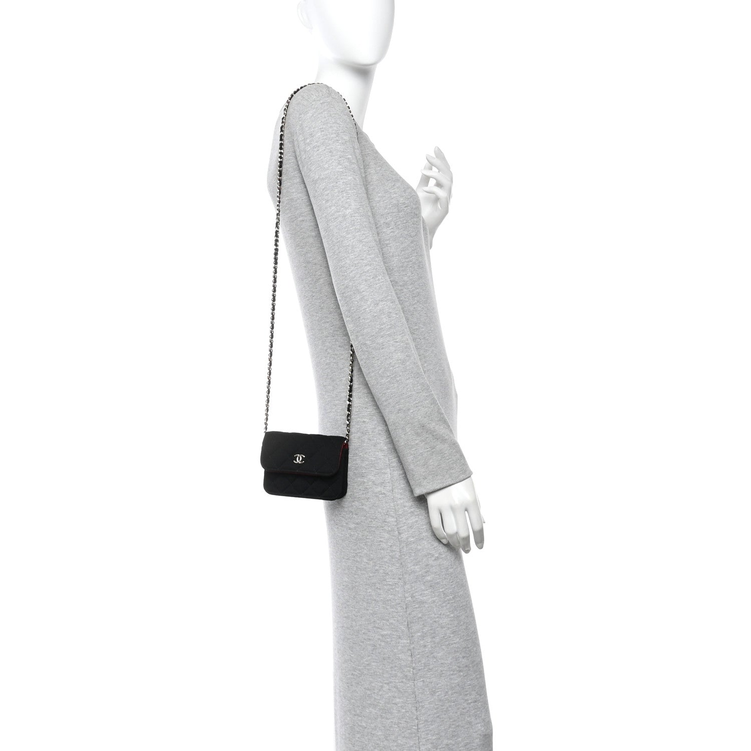 Jersey Quilted Micro Mini Flap Black