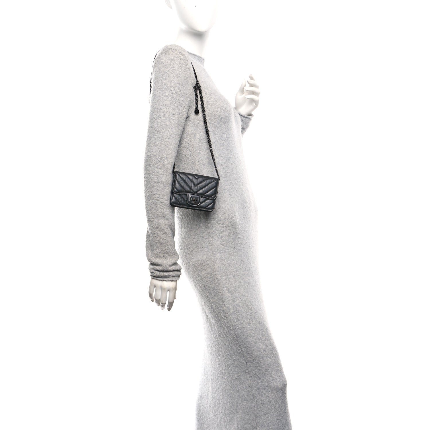 Aged Calfskin Chevron Quilted Reissue Belt Bag So Black