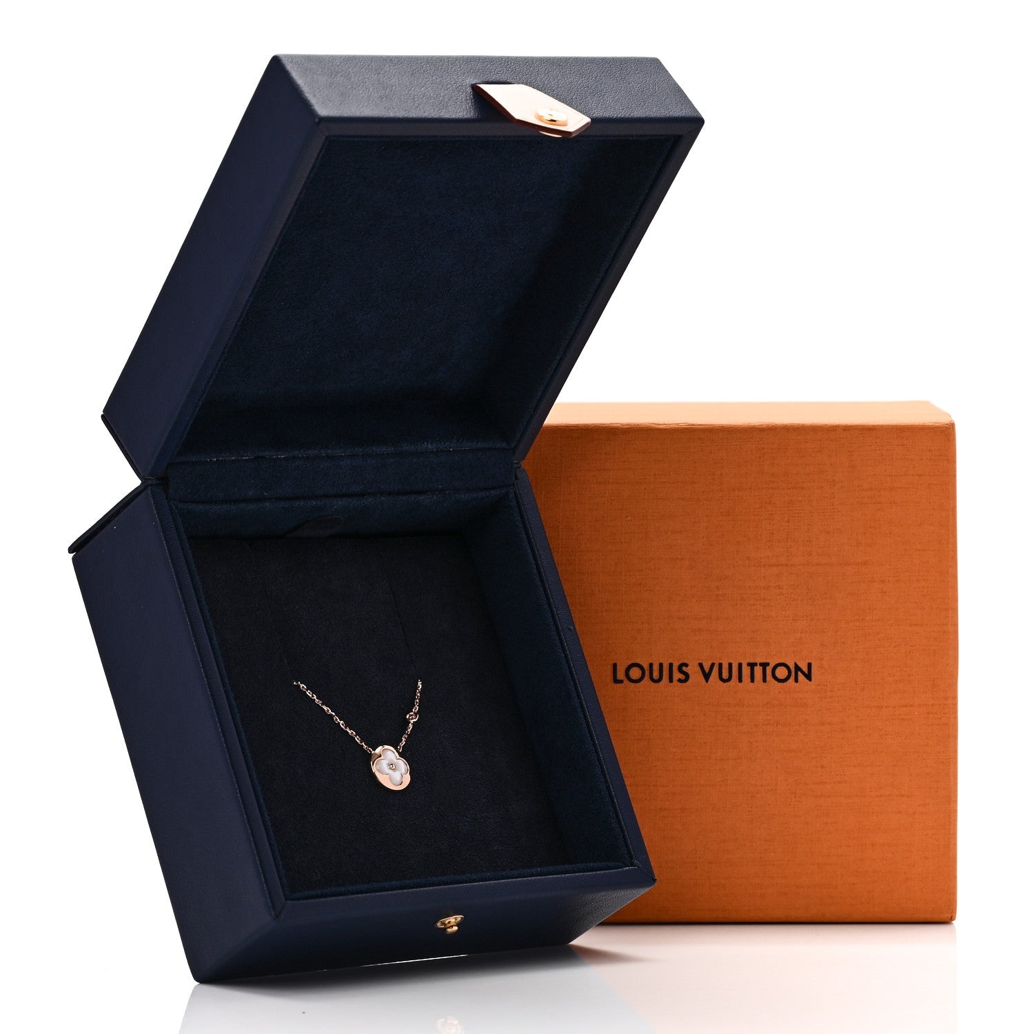 18K Pink Gold Diamond Mother of Pearl Color Blossom BB Sun Pendant Necklace