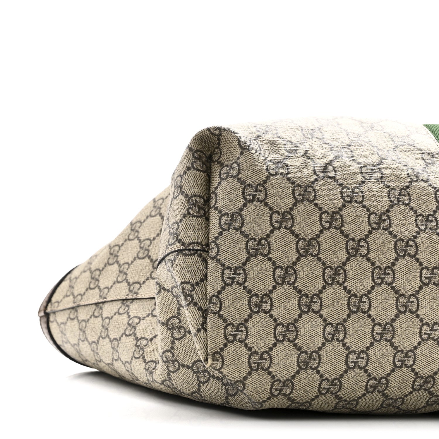 GG Supreme Monogram Textured Calfskin Web Medium Ophidia Shopping Tote Beige Ebony New Acero
