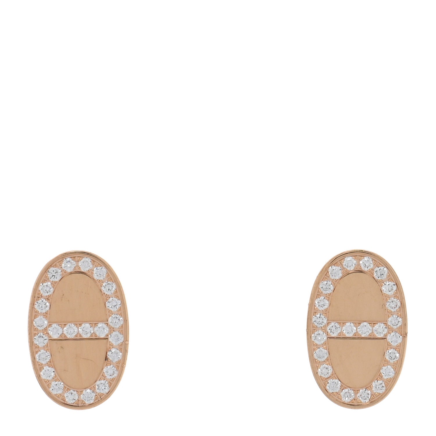 18K Rose Gold Diamond Chaine d'Ancre Contour Stud Earrings
