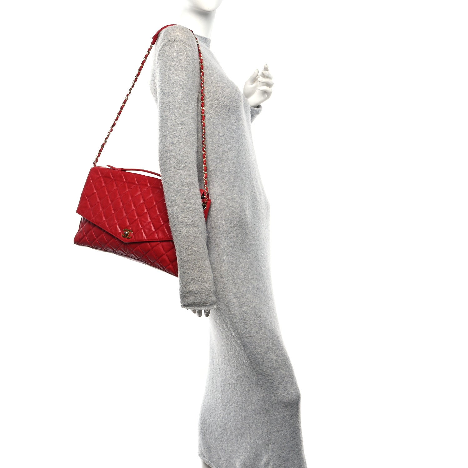 Lambskin Quilted Single Flap Red