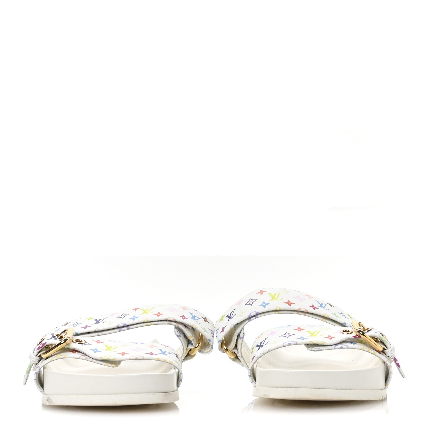 LV X TM Monogram Multicolor Bom Dia Comfort Mule Sandals 38.5 White