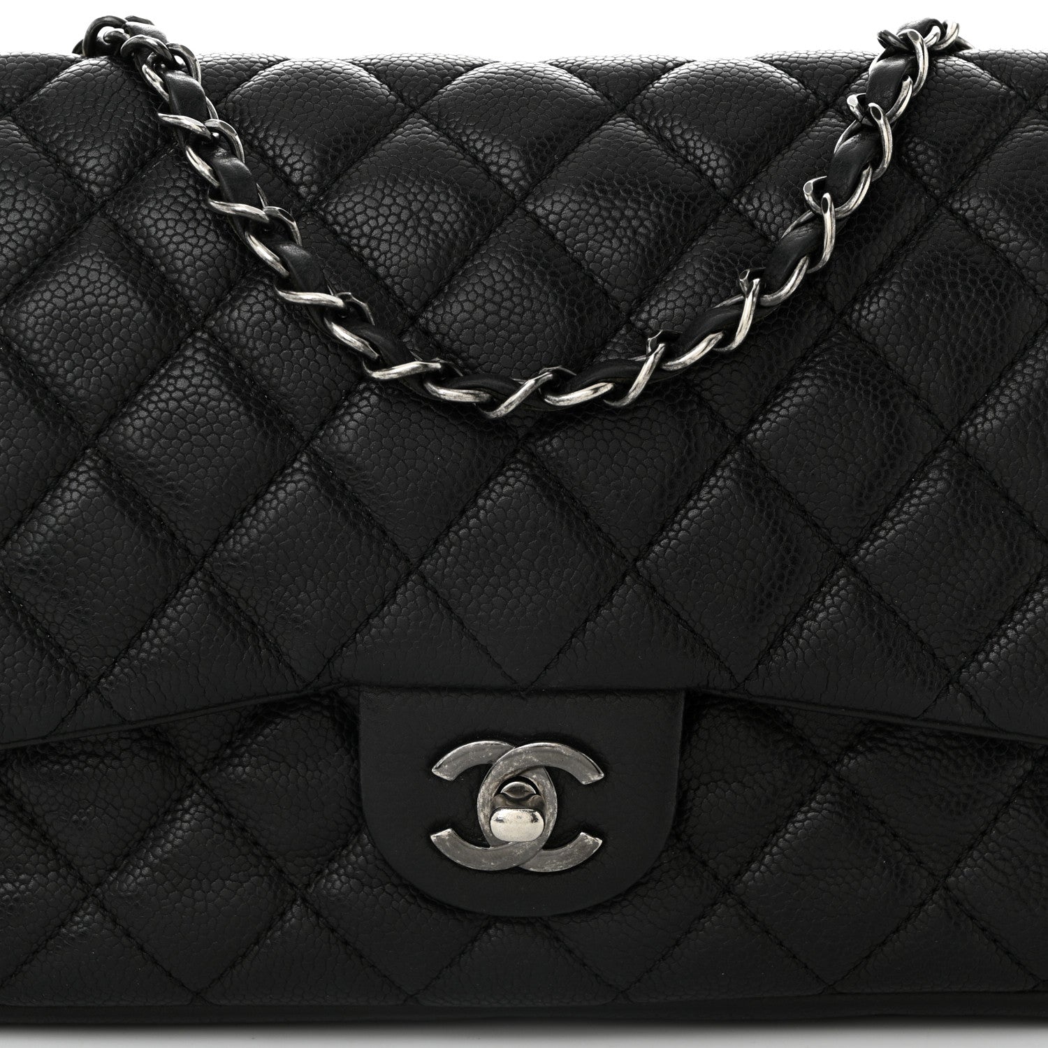 Caviar Quilted Large Now and Forever Flap Black