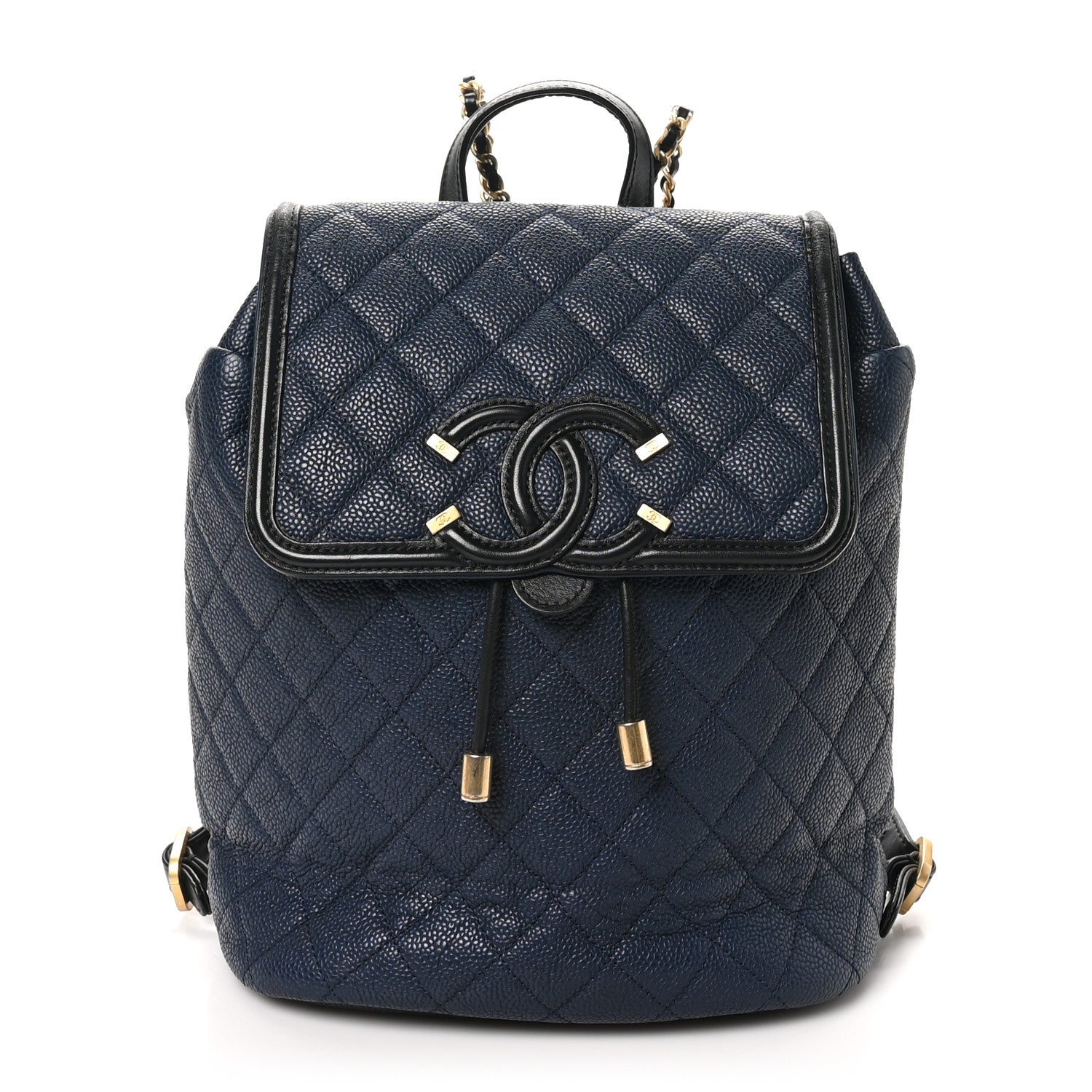 Caviar Quilted Filigree Backpack Navy