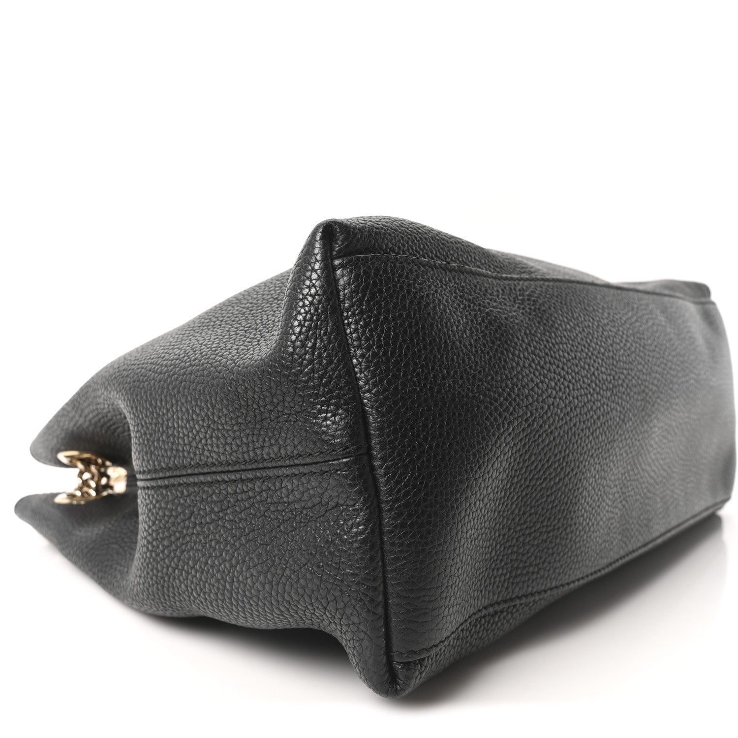 Pebbled Calfskin Medium Soho Chain Shoulder Bag Black