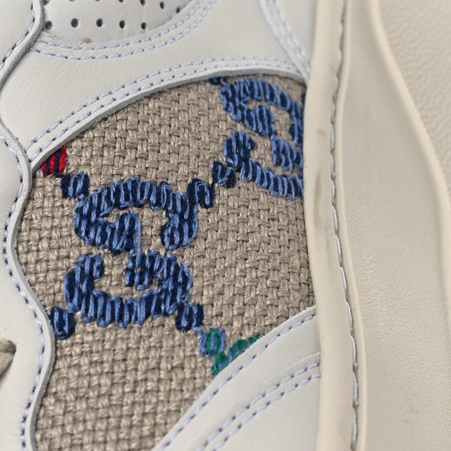 Dali Soft Calfskin GG Tennis Embossed Perforated Womens Platform 55mm Sneakers 38.5 White Multicolor