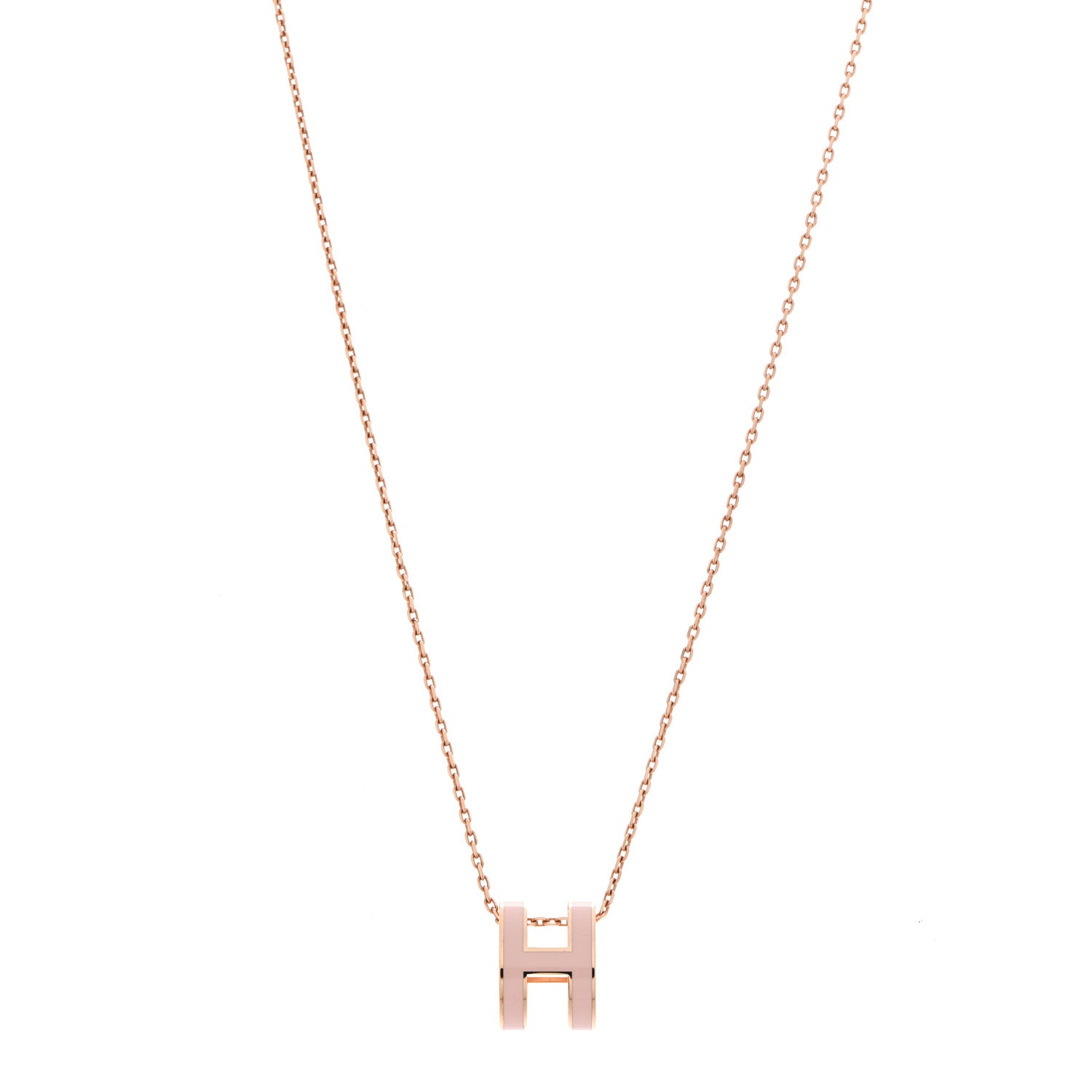 Lacquered Rose Gold Pop H Pendant Necklace Rose Dragee