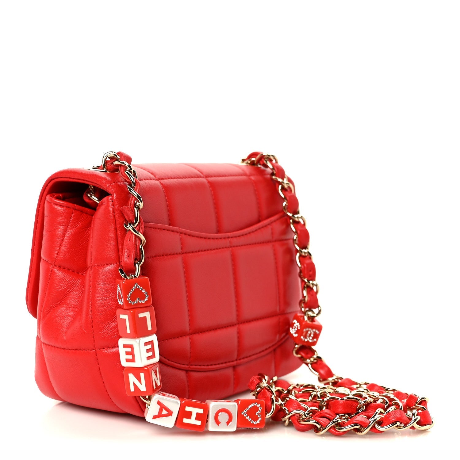 Lambskin Resin Crystal Square Quilted Monacoco Mini Flap Rogue