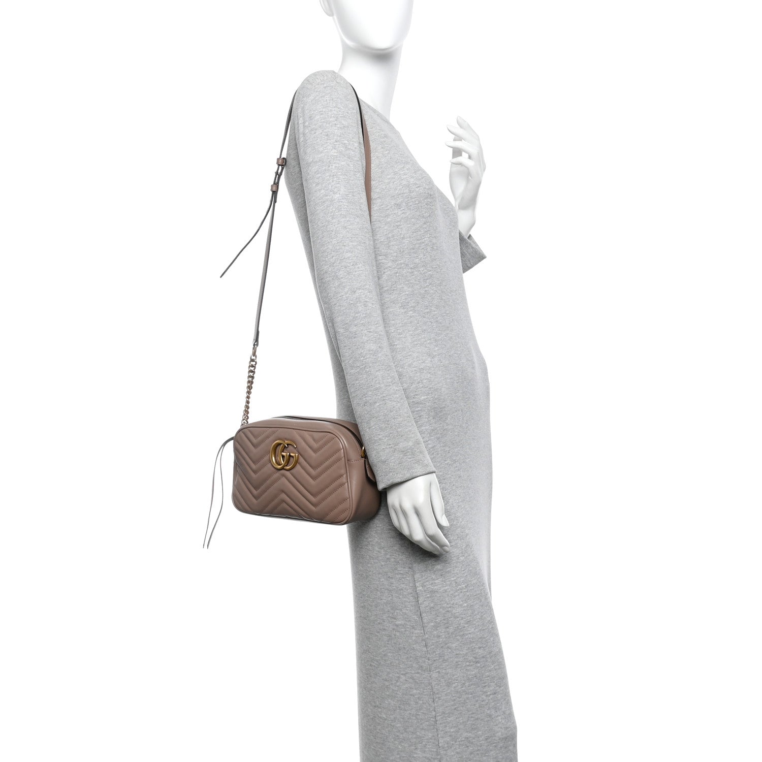 Calfskin Matelasse Small GG Marmont Chain Shoulder Bag Porcelain Rose
