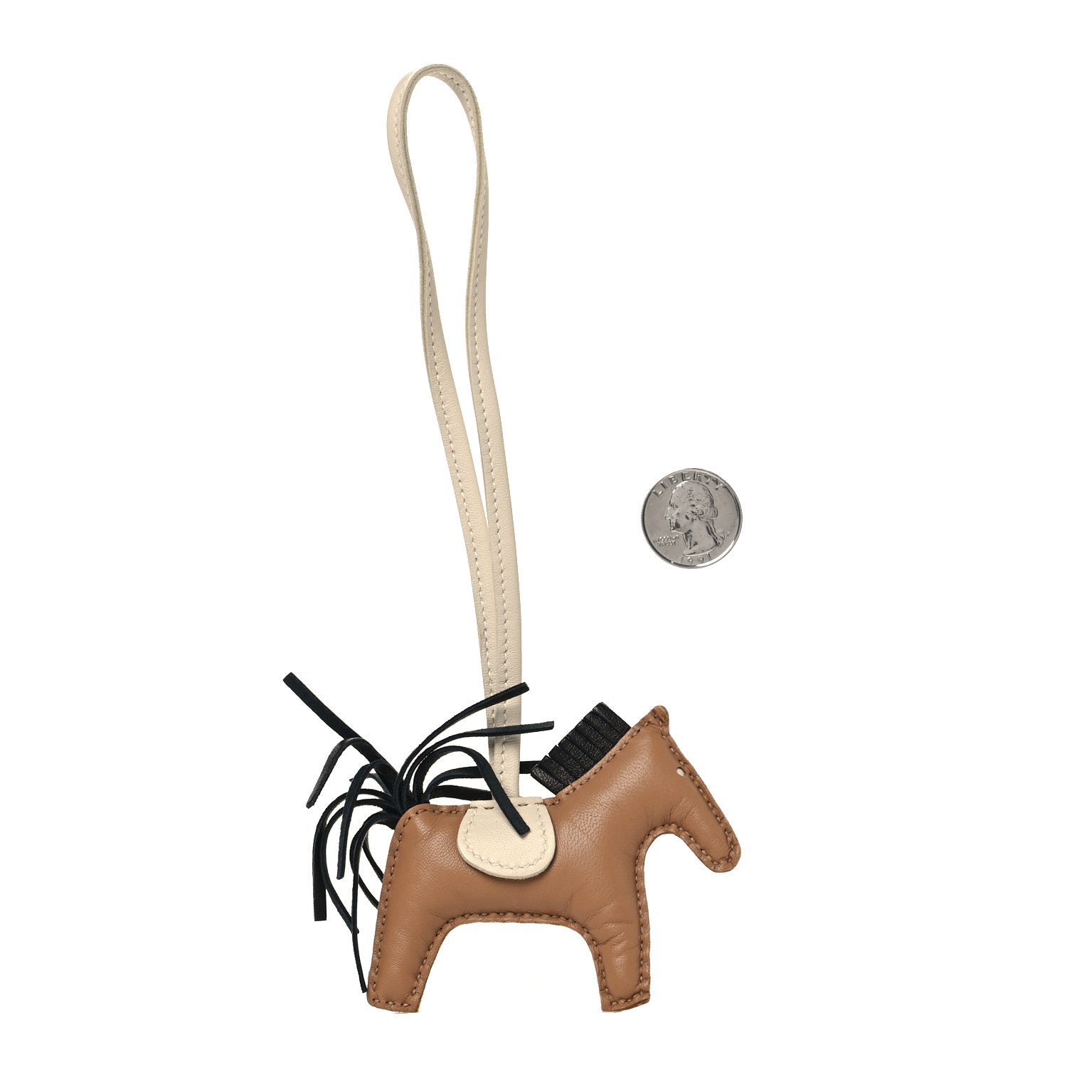 Milo Lambskin Grigri Rodeo Bag Charm PM Chai Black Craie
