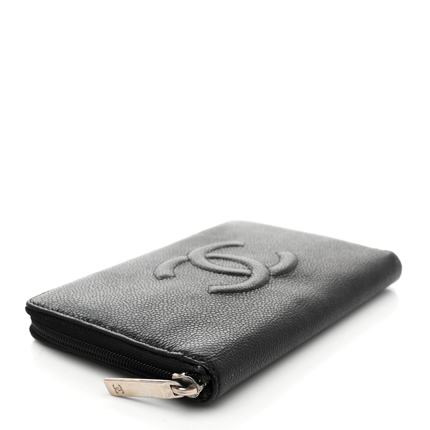 Caviar Large Timeless CC Zip Around Organizer Wallet Black