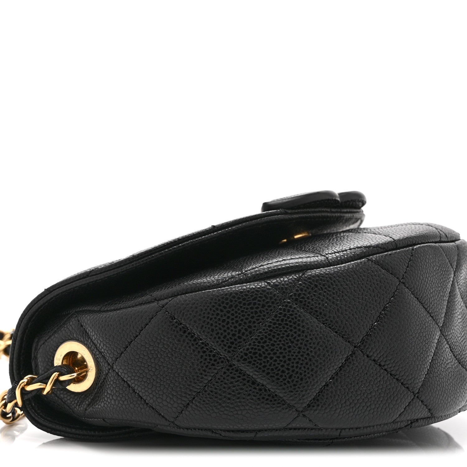 Caviar Quilted Mini Messenger Flap Black