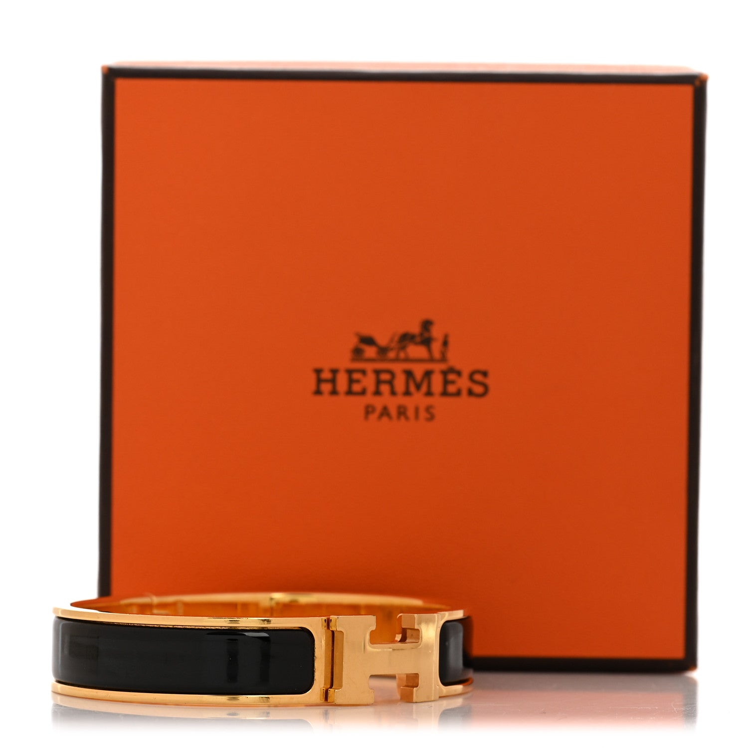 Enamel Narrow Clic Clac H Bracelet GM Black