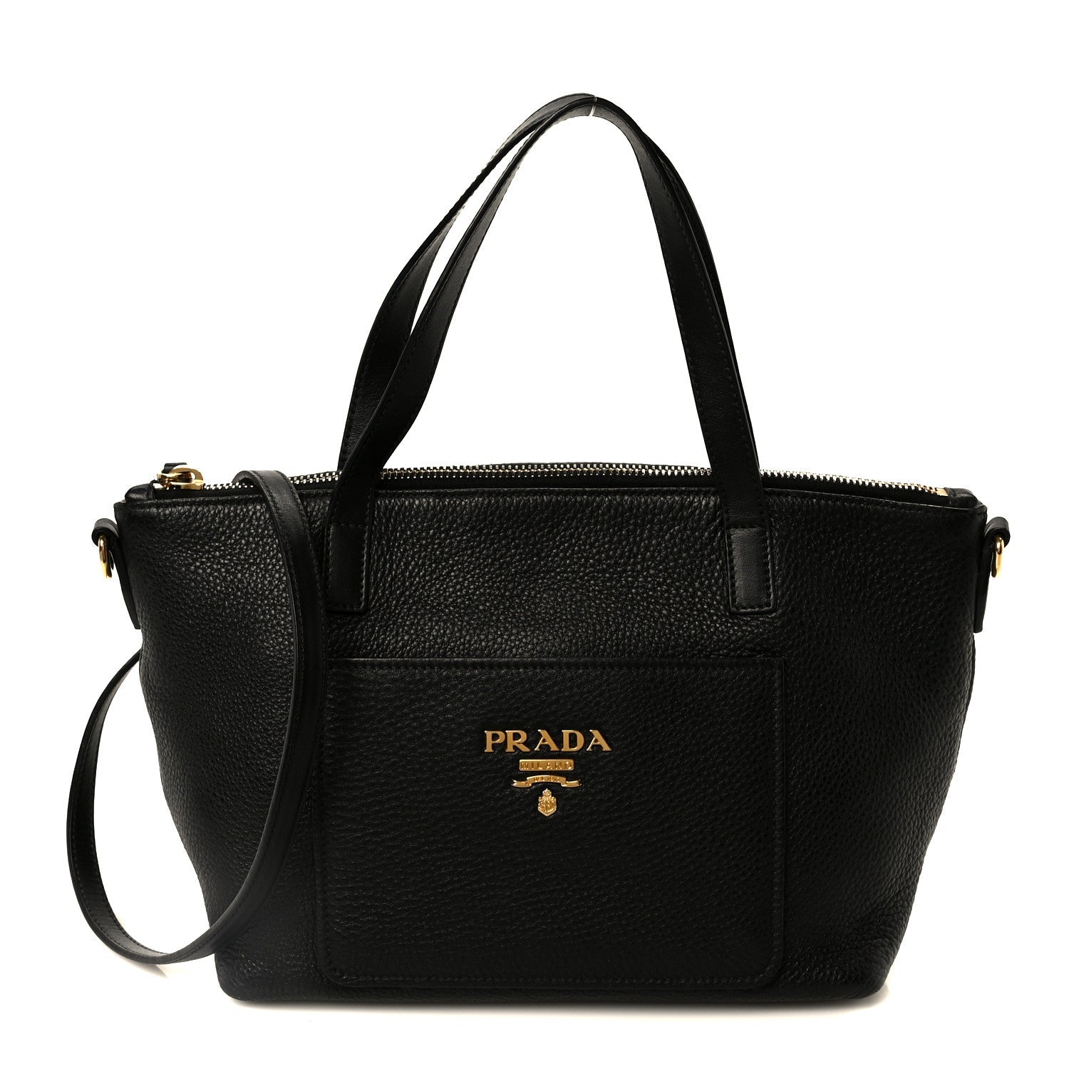 Vitello Daino Pocket Small Tote Black