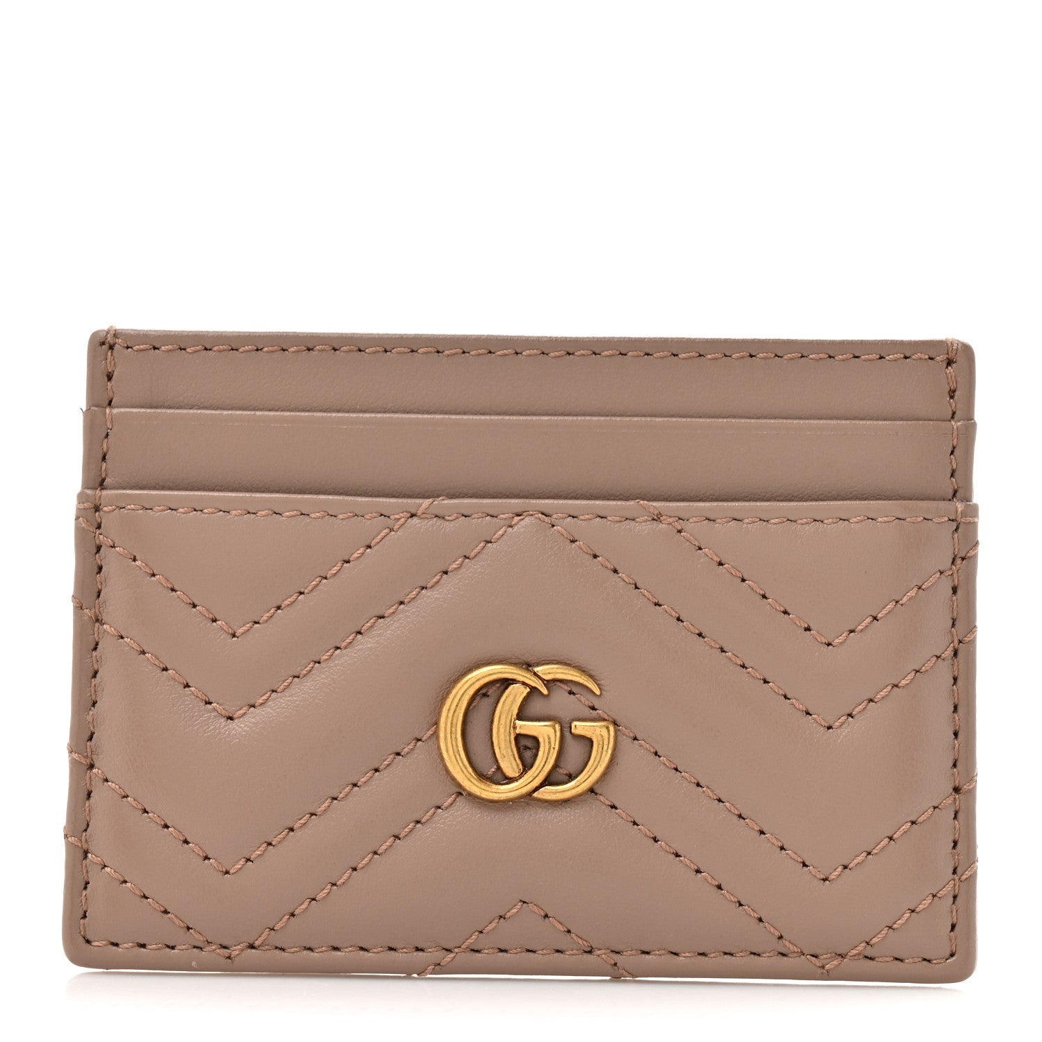 Calfskin Matelasse GG Marmont Card Holder Porcelain Rose