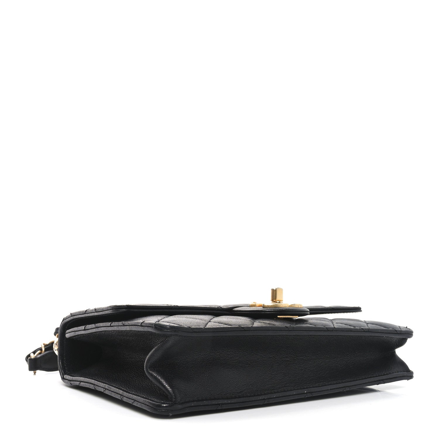Goatskin Quilted Small Chic Pearls Flap Black